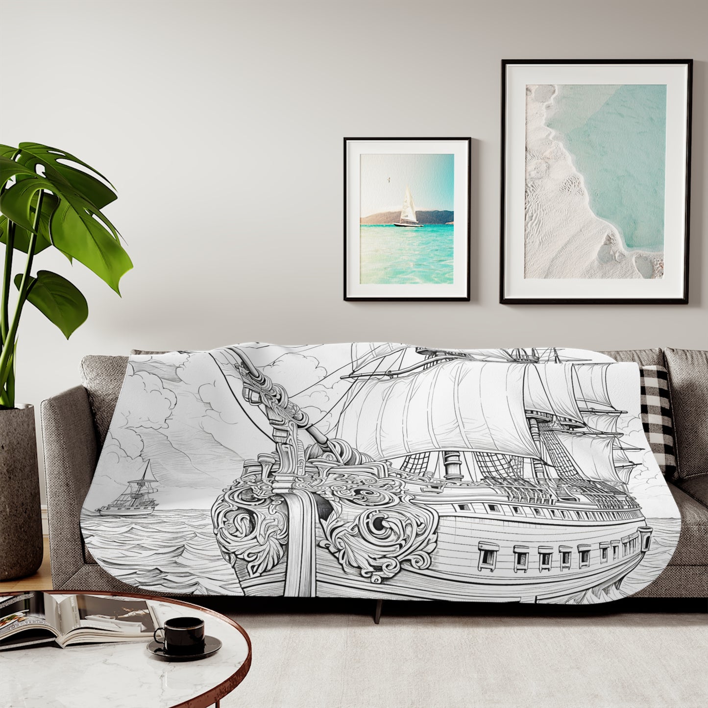 Blanket Coloring Kit with 10 Fabric Markers - Sailing Ships