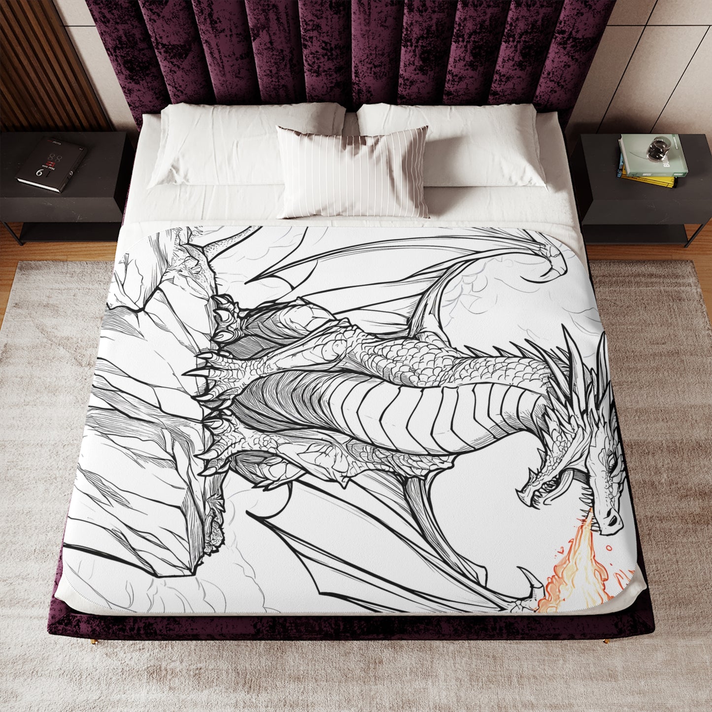 Blanket Coloring Kit with 10 Fabric Markers - Fire-Breathing Dragon