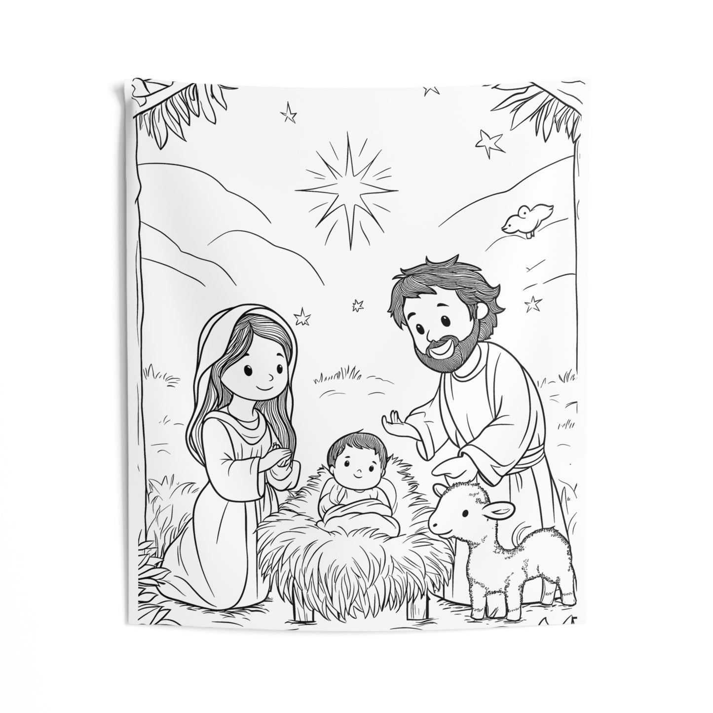 Indoor Wall Tapestries Coloring Kit with 10 Fabric Markers - Nativity Scene