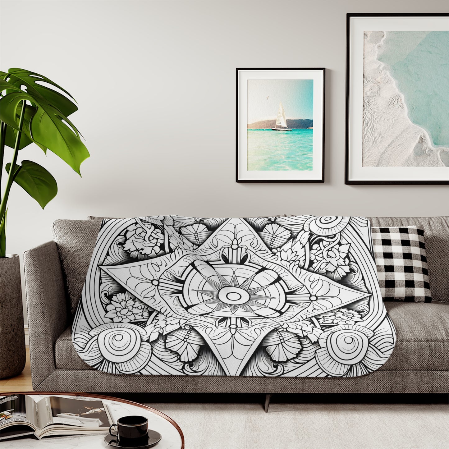 Blanket Coloring Kit with 10 Fabric Markers - Floral Mandala