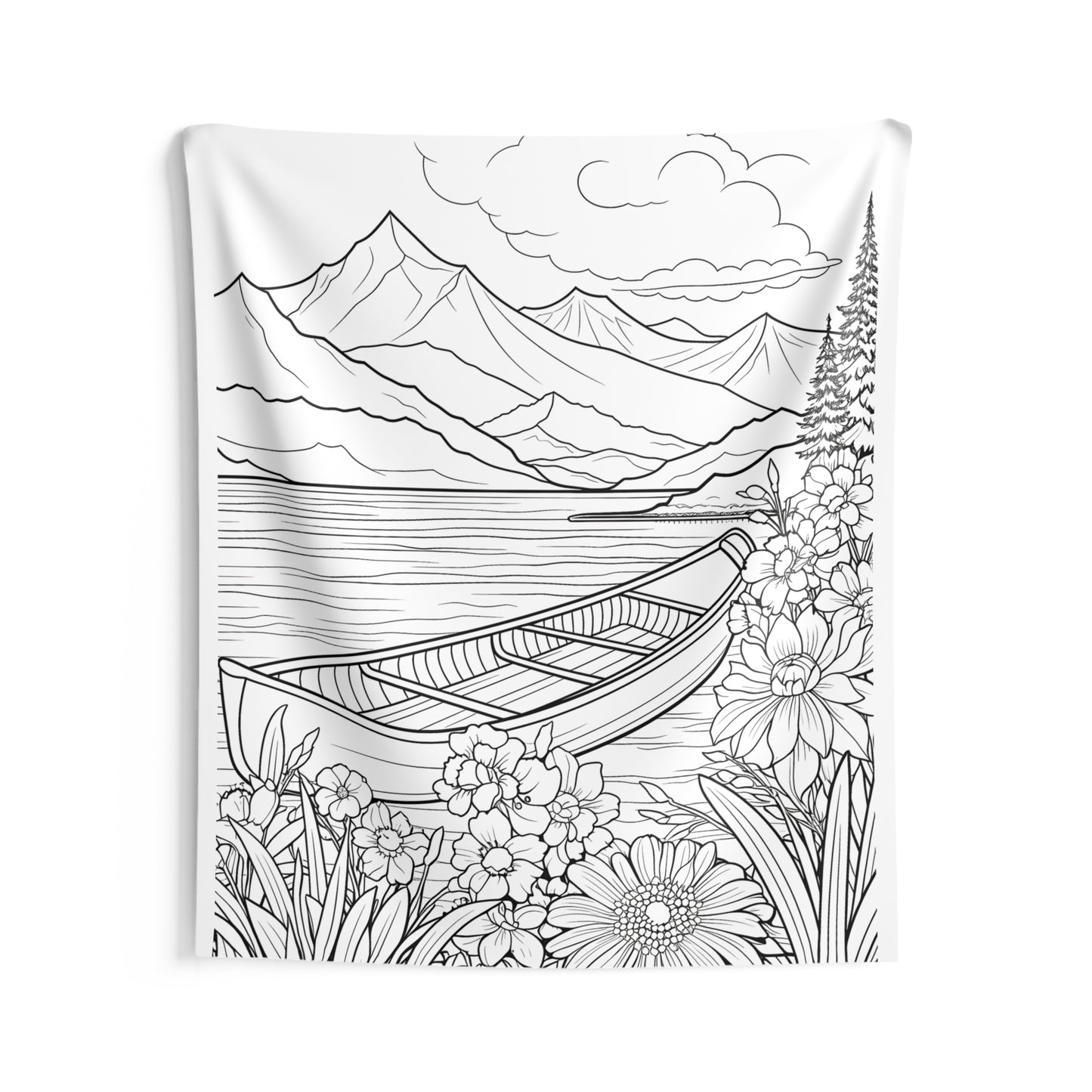 Indoor Wall Tapestries Coloring Kit with 10 Fabric Markers - Mountain Lake