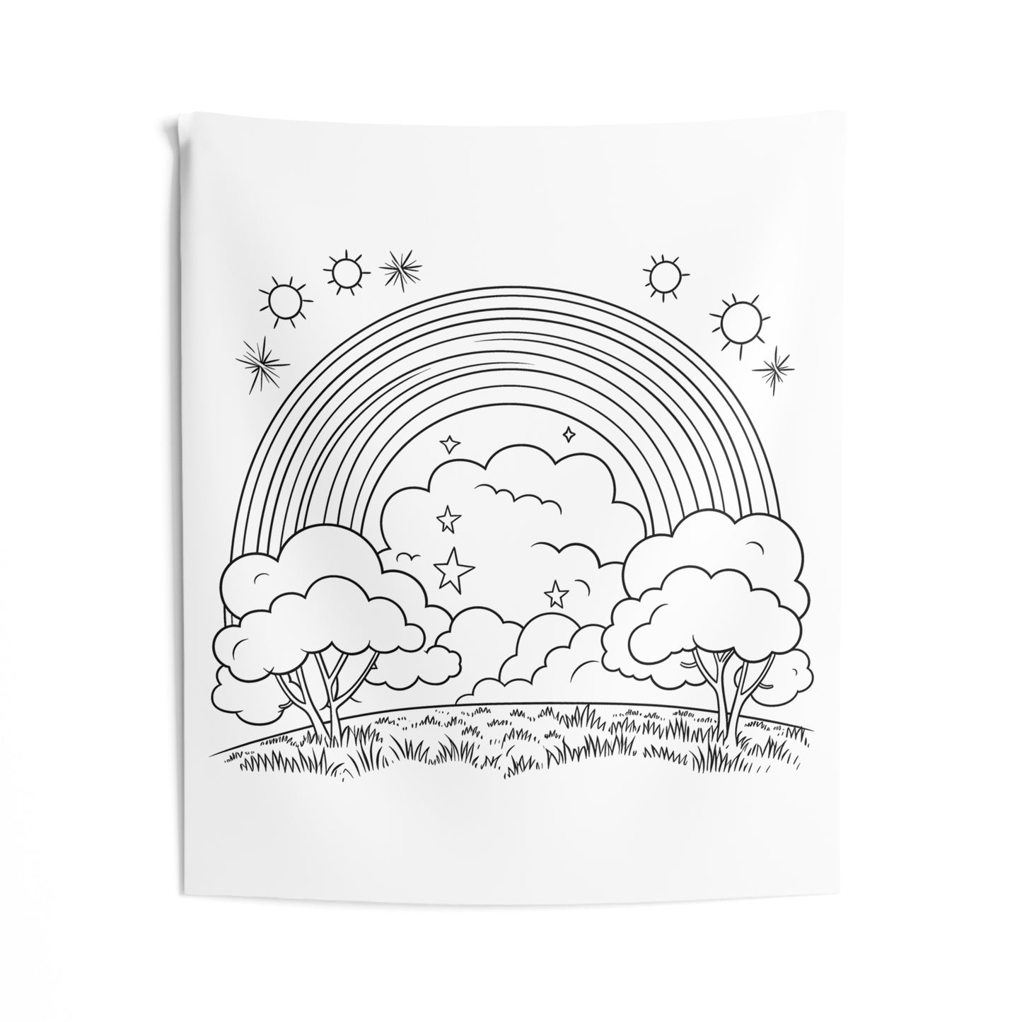 Indoor Wall Tapestries Coloring Kit with 10 Fabric Markers - Rainbow and Clouds