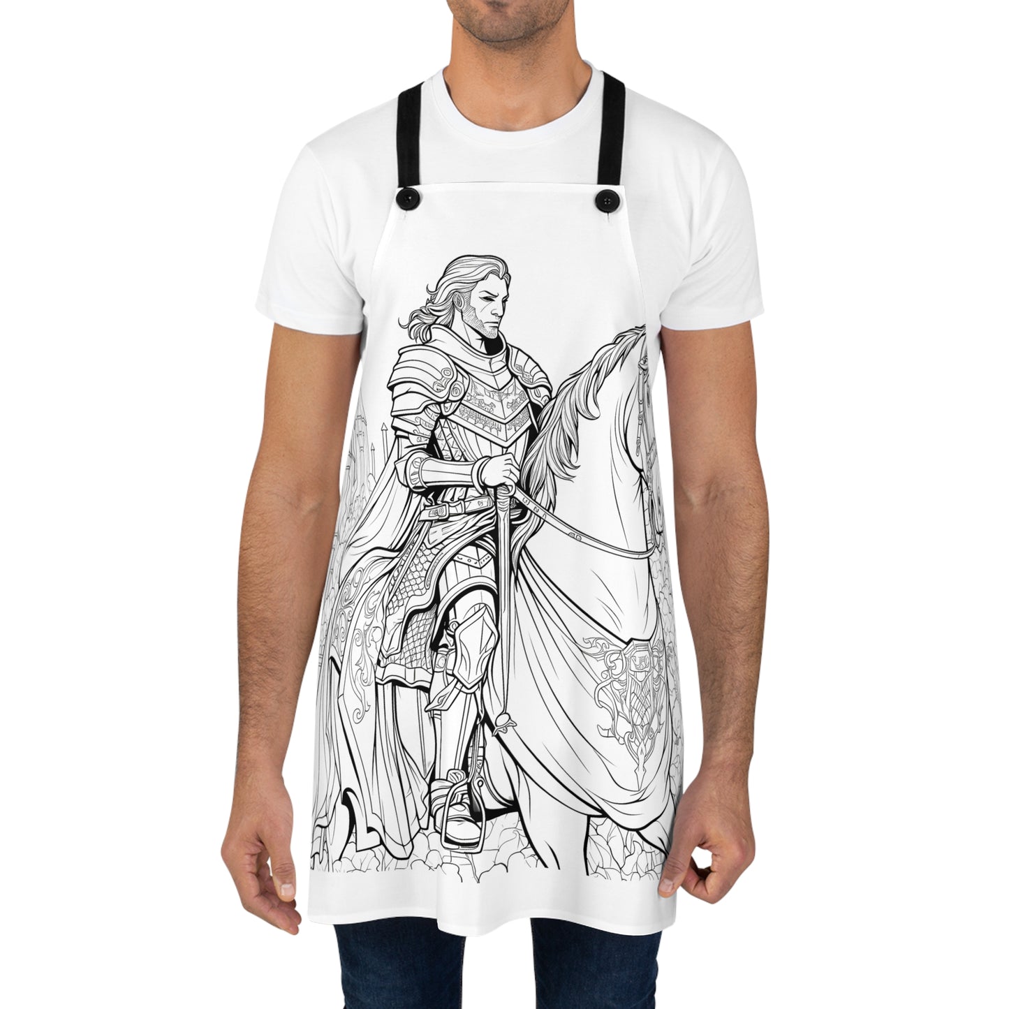 Apron Coloring Kit with 10 Fabric Markers - Knight on Horseback