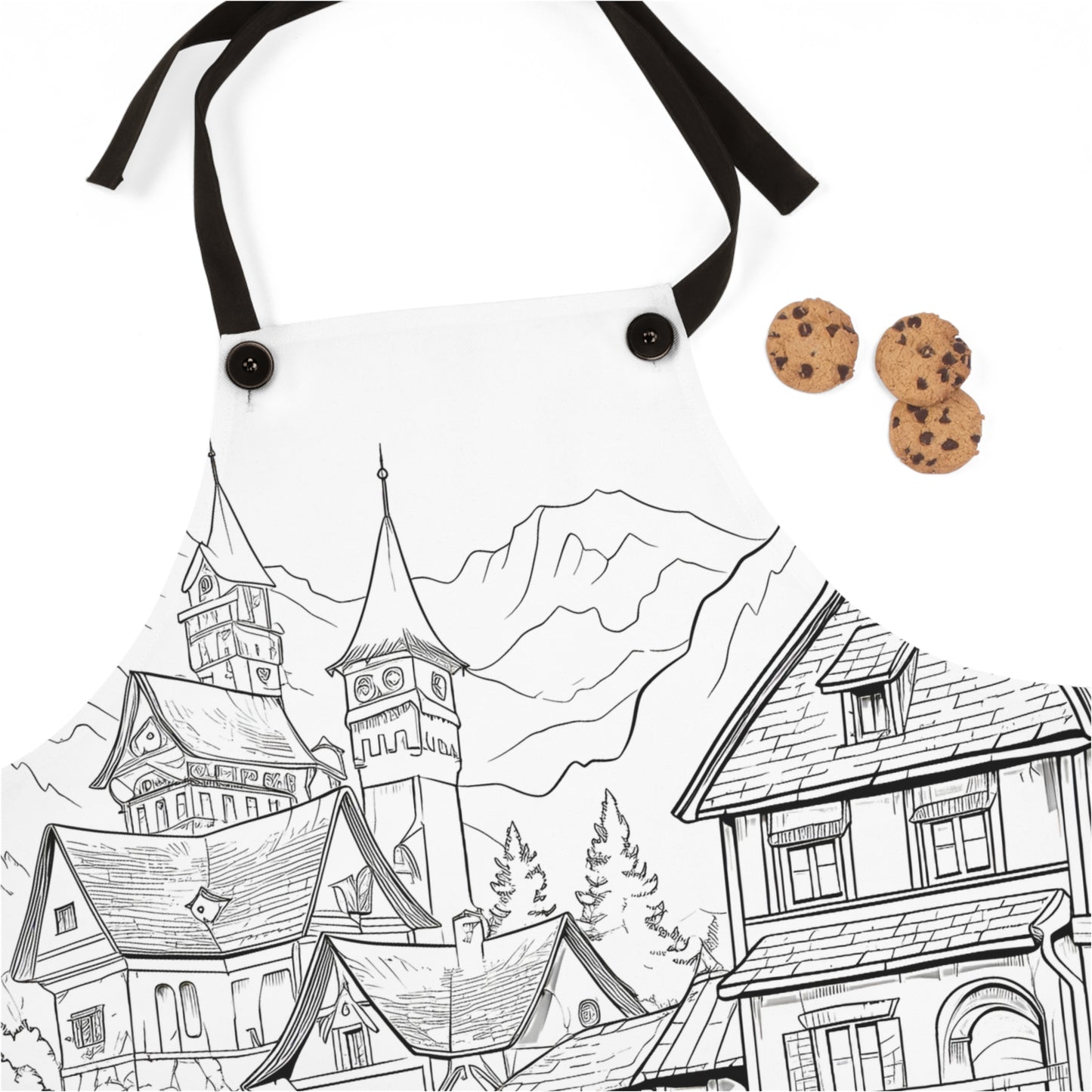 Apron Coloring Kit with 10 Fabric Markers - Mountain Village