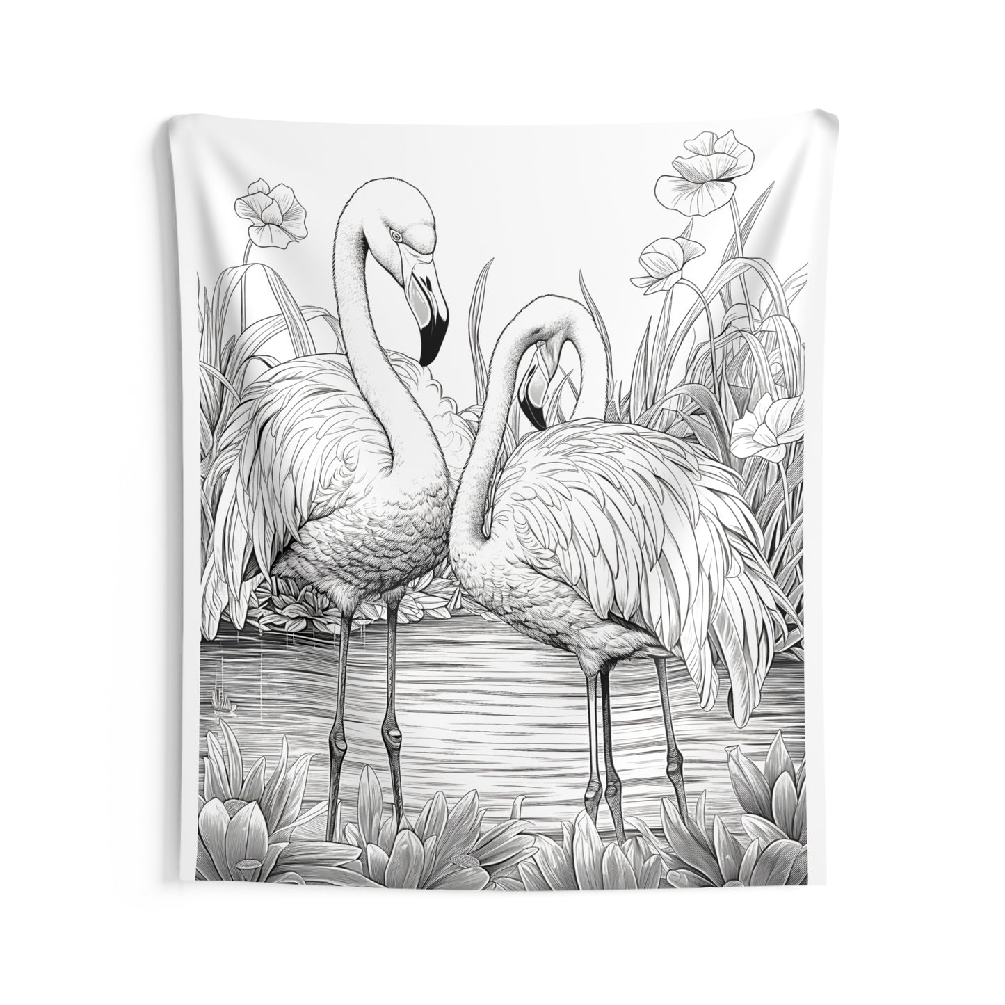 Indoor Wall Tapestries Coloring Kit with 10 Fabric Markers - Flamingos