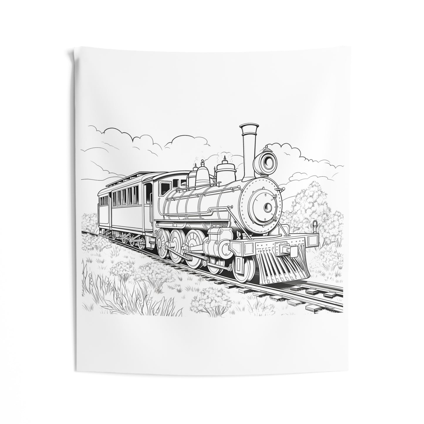 Indoor Wall Tapestries Coloring Kit with 10 Fabric Markers - Steam Locomotive