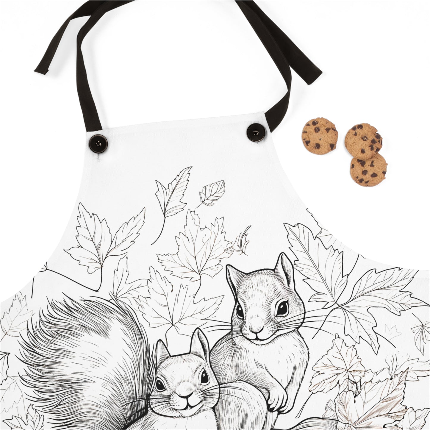 Apron Coloring Kit with 10 Fabric Markers - Squirrels in Autumn