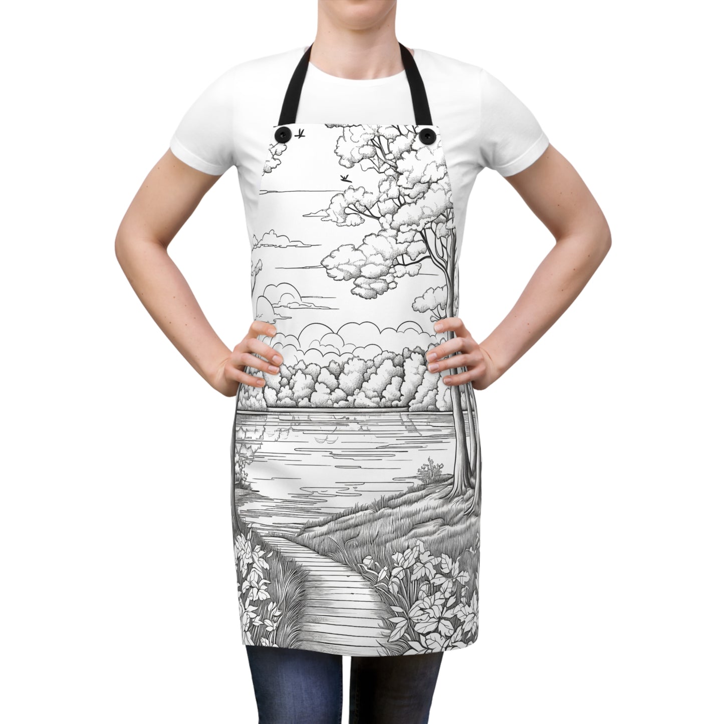 Apron Coloring Kit with 10 Fabric Markers - Forest Landscape