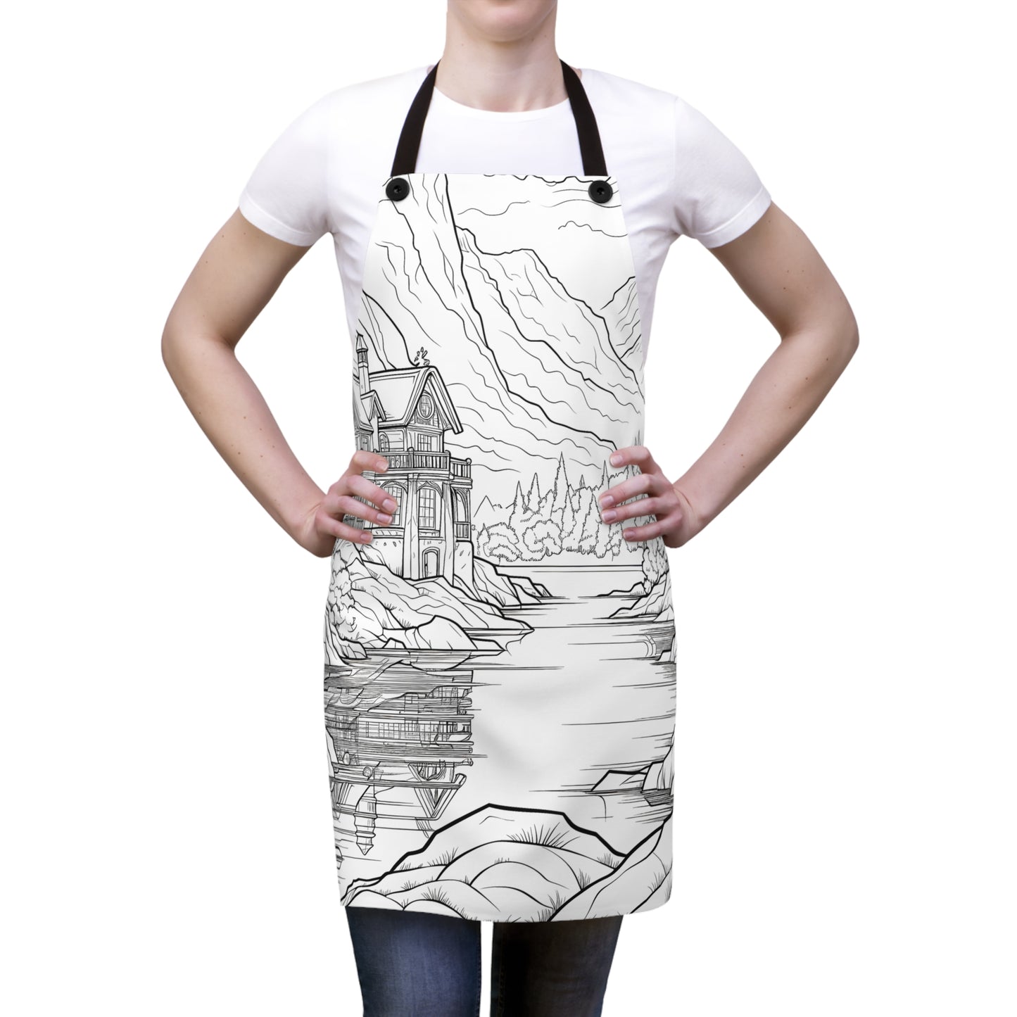 Apron Coloring Kit with 10 Fabric Markers - Mountain Lake Cabin