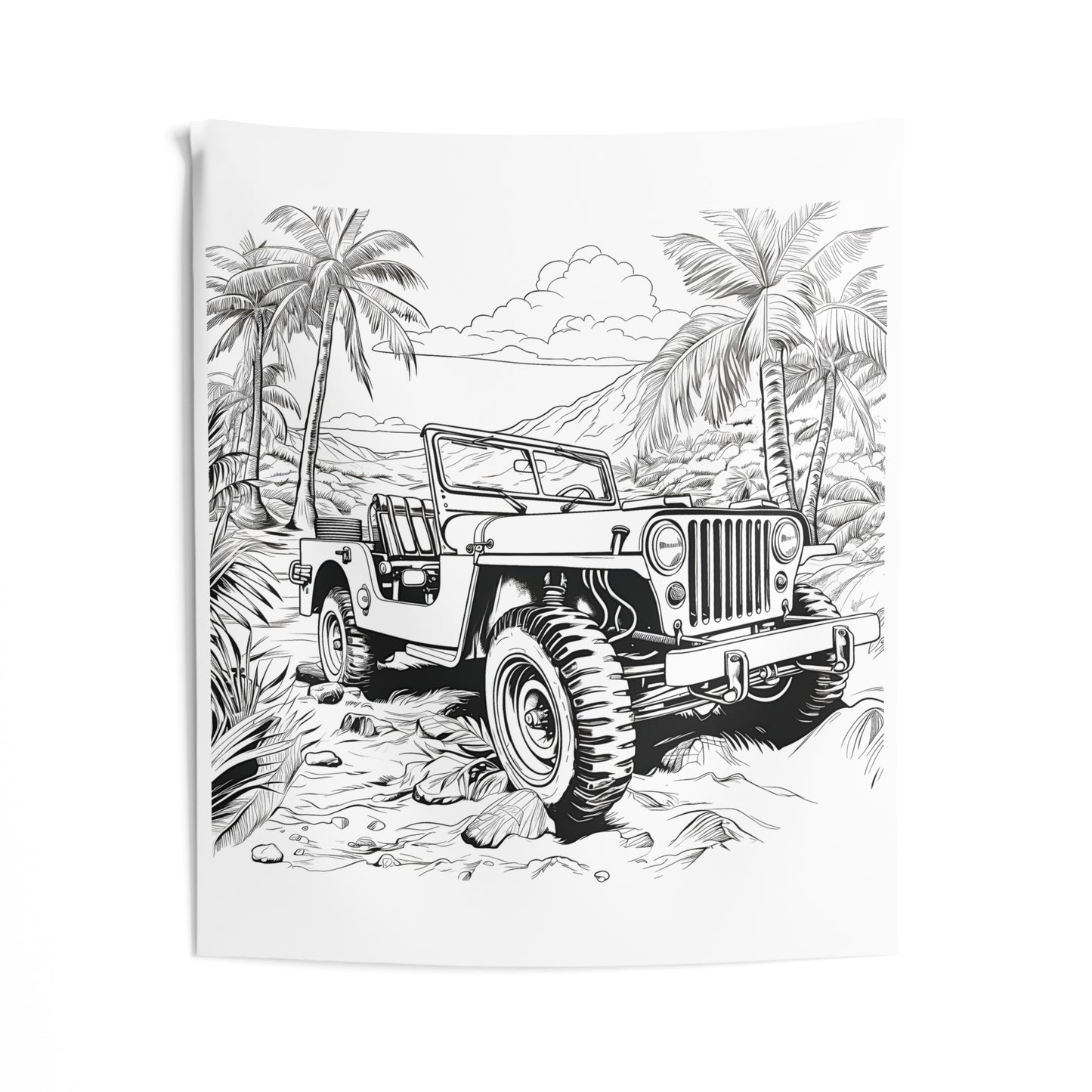 Indoor Wall Tapestries Coloring Kit with 10 Fabric Markers - Jeep