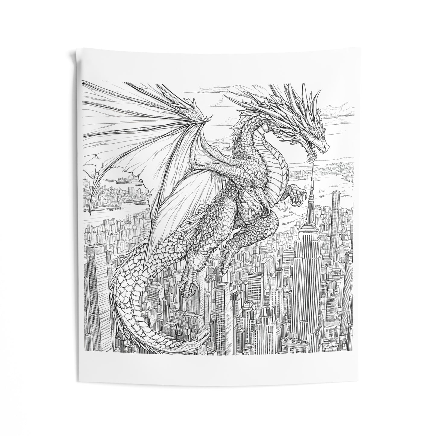 Indoor Wall Tapestries Coloring Kit with 10 Fabric Markers - Dragon