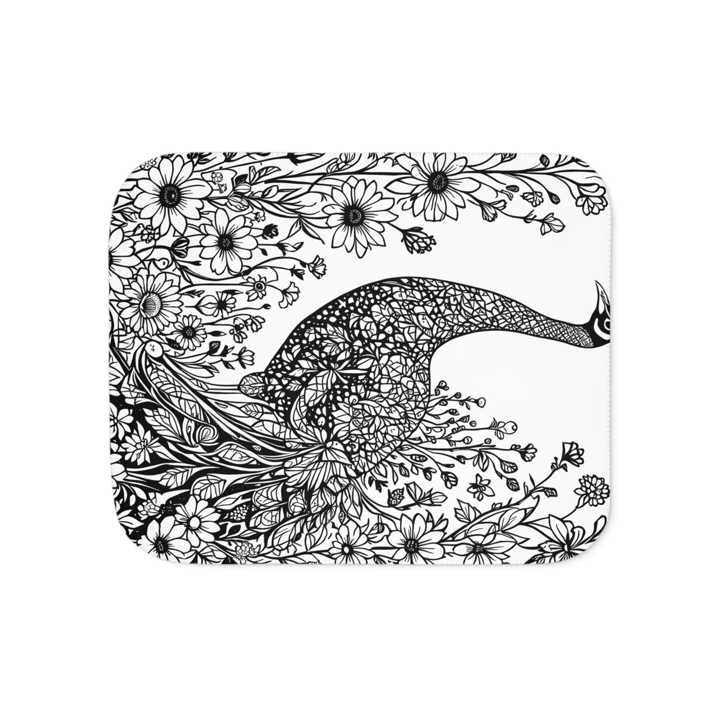 Blanket Coloring Kit with 10 Fabric Markers - Peacock in Floral Garden