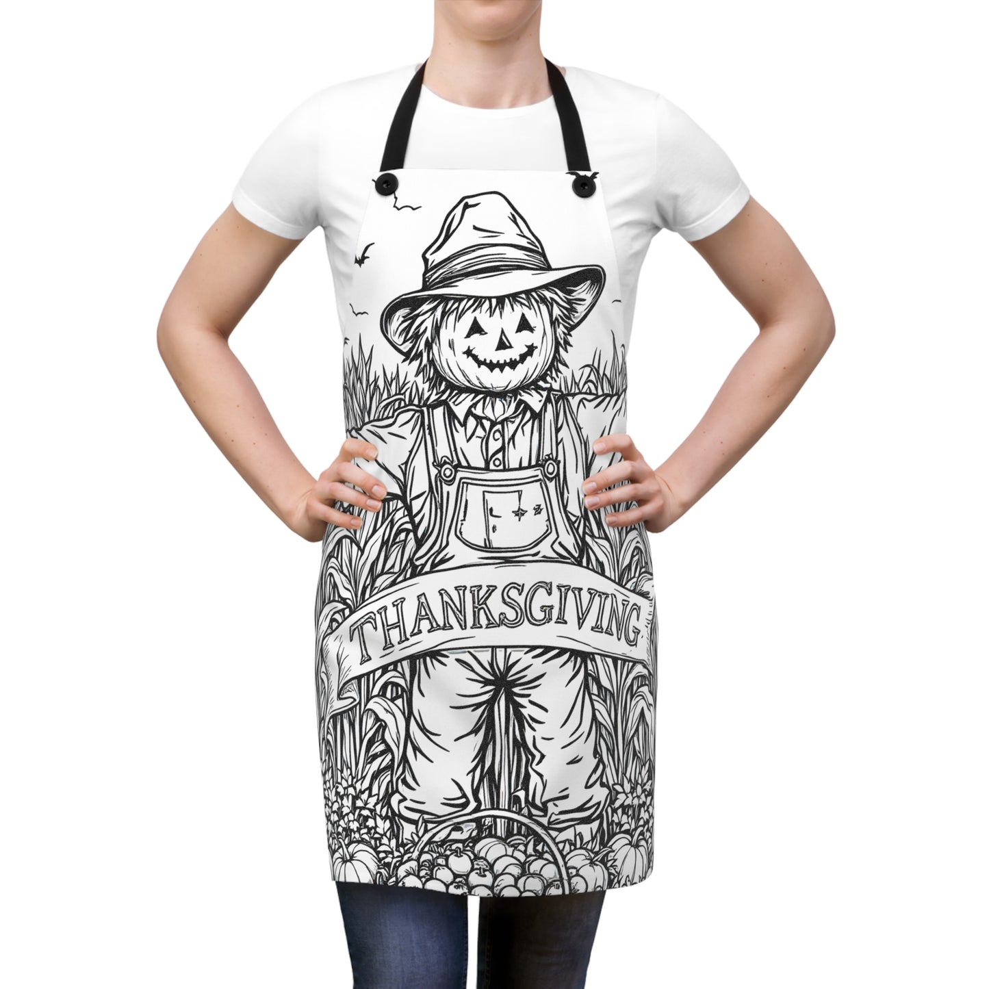 Apron Coloring Kit with 10 Fabric Markers - Thanksgiving Scarecrow