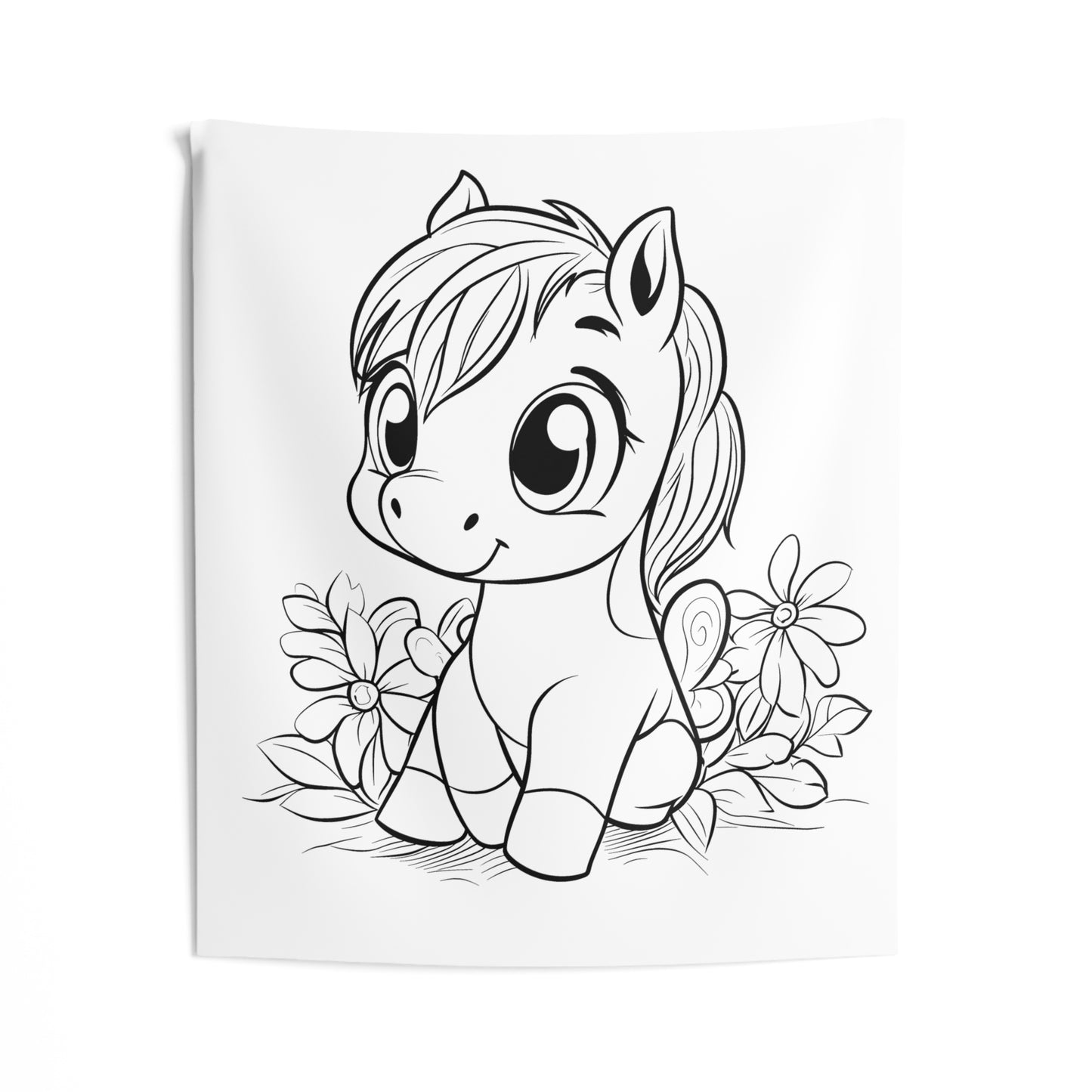 Indoor Wall Tapestries Coloring Kit with 10 Fabric Markers - Cute Pony