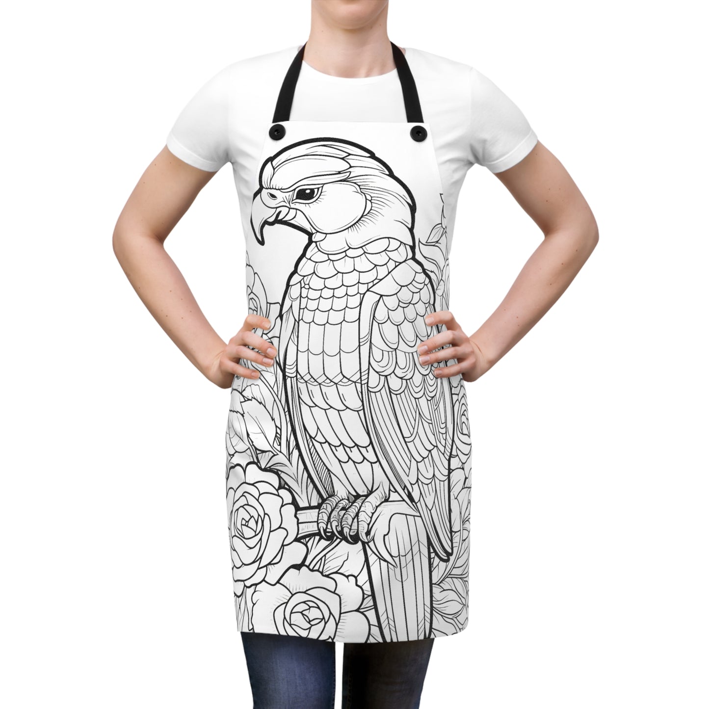 Apron Coloring Kit with 10 Fabric Markers - Eagle with Roses