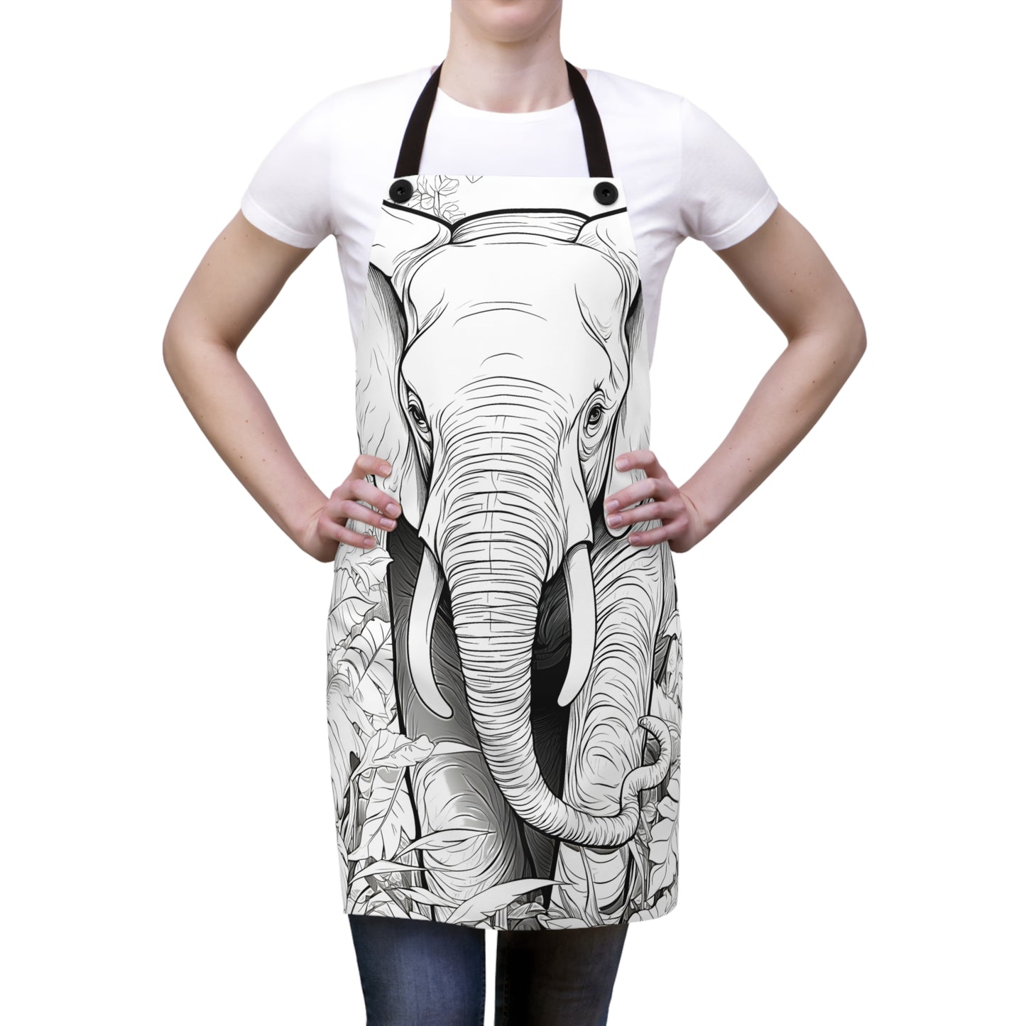 Apron Coloring Kit with 10 Fabric Markers - Jungle Elephant