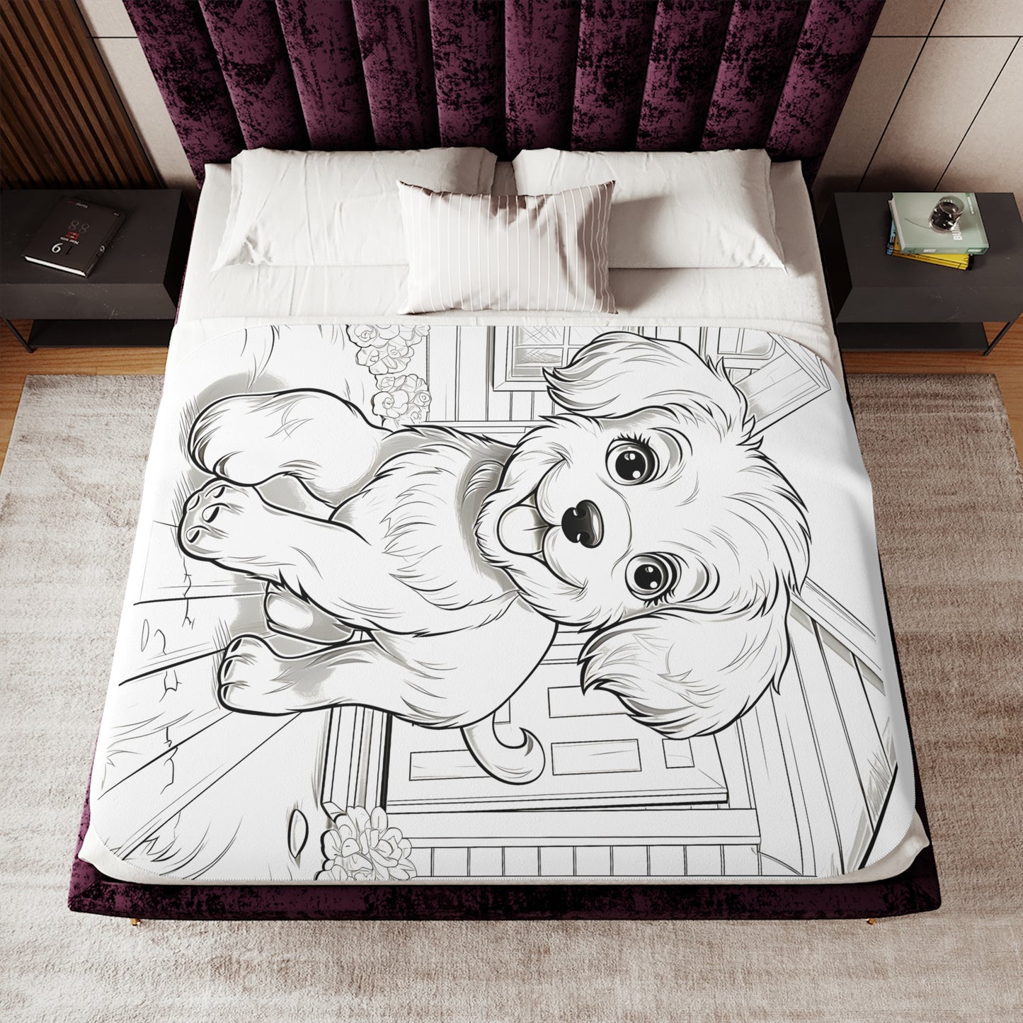 Blanket Coloring Kit with 10 Fabric Markers - Playful Puppy