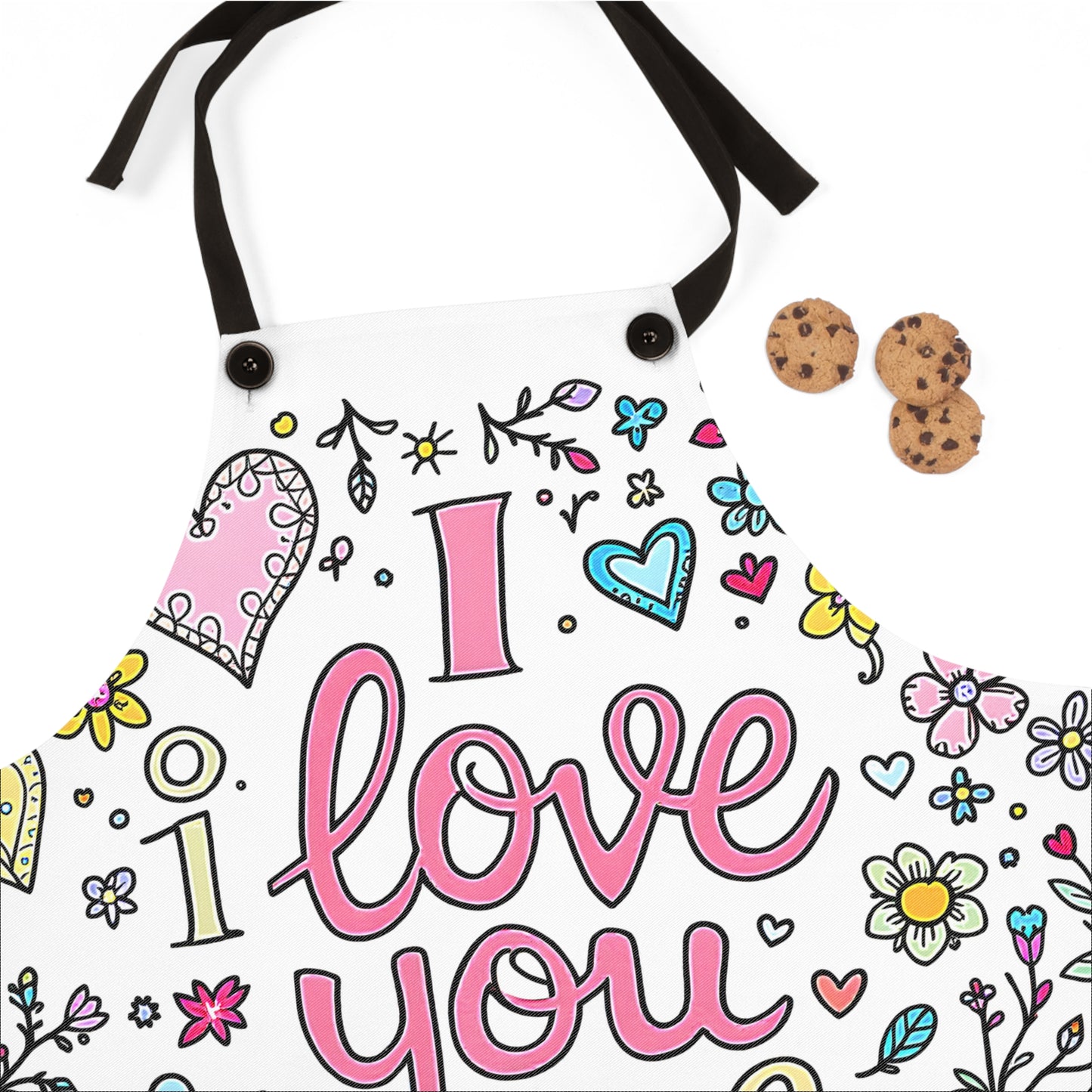 Apron Colorful Graphic Design - Romantic Flowers