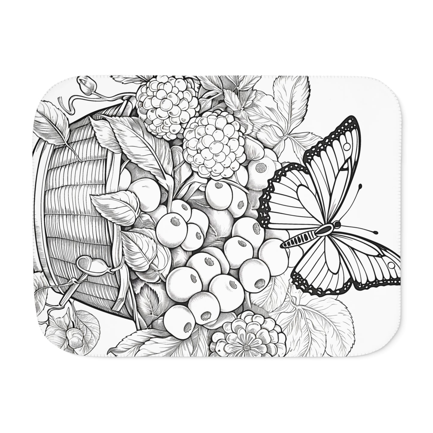 Blanket Coloring Kit with 10 Fabric Markers - Butterfly and Fruit Basket