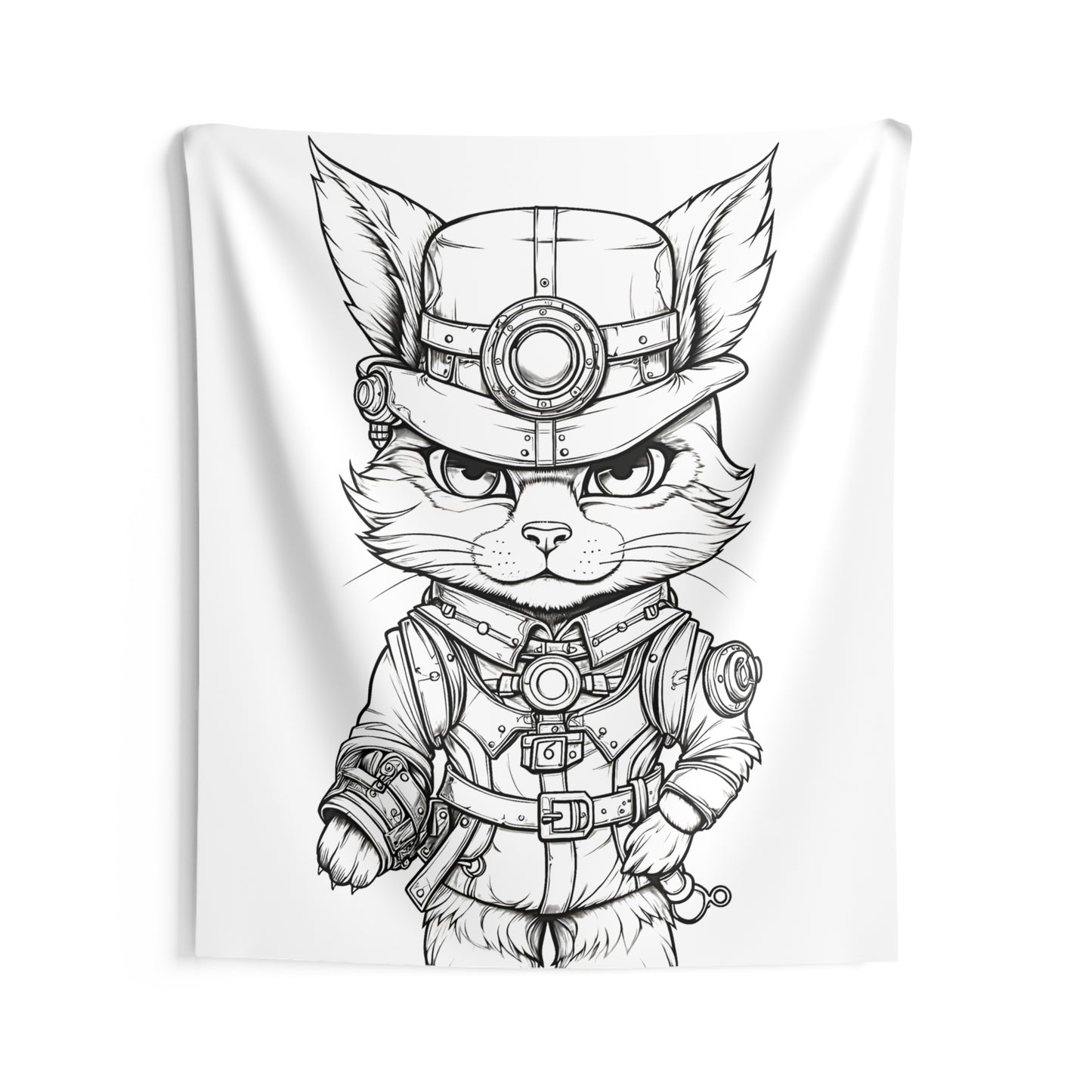 Indoor Wall Tapestries Coloring Kit with 10 Fabric Markers - Adventurer Cat