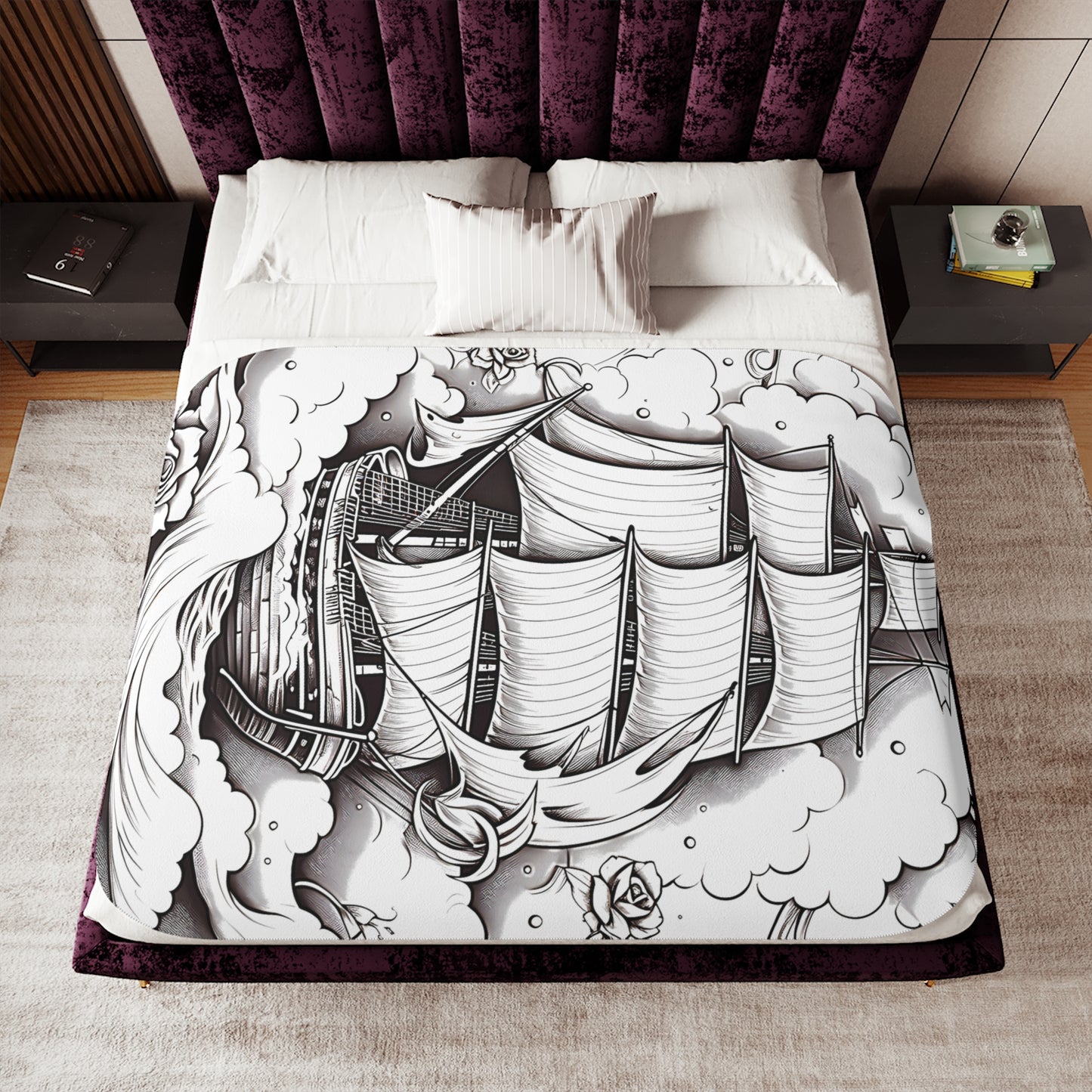 Blanket Coloring Kit with 10 Fabric Markers - Sailing Ship