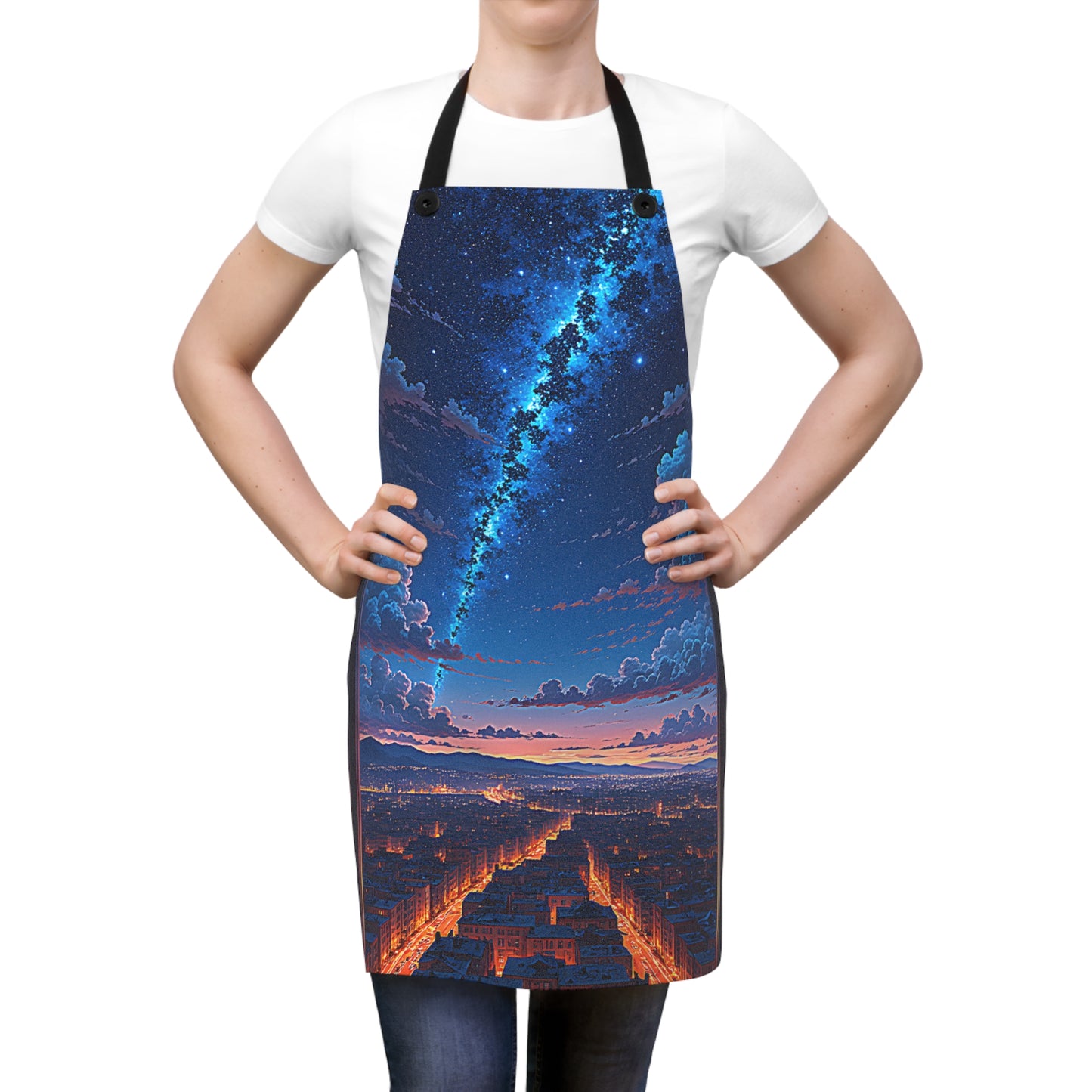 Apron Colorful Graphic Design - Night Cityscape