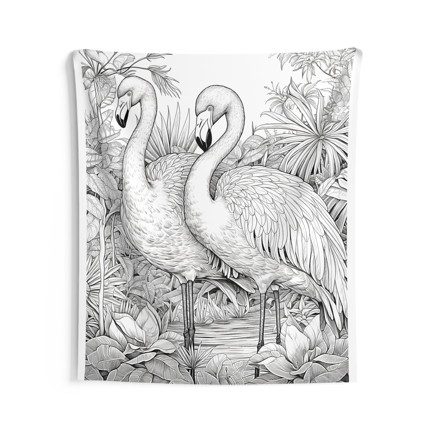 Indoor Wall Tapestries Coloring Kit with 10 Fabric Markers - Flamingos