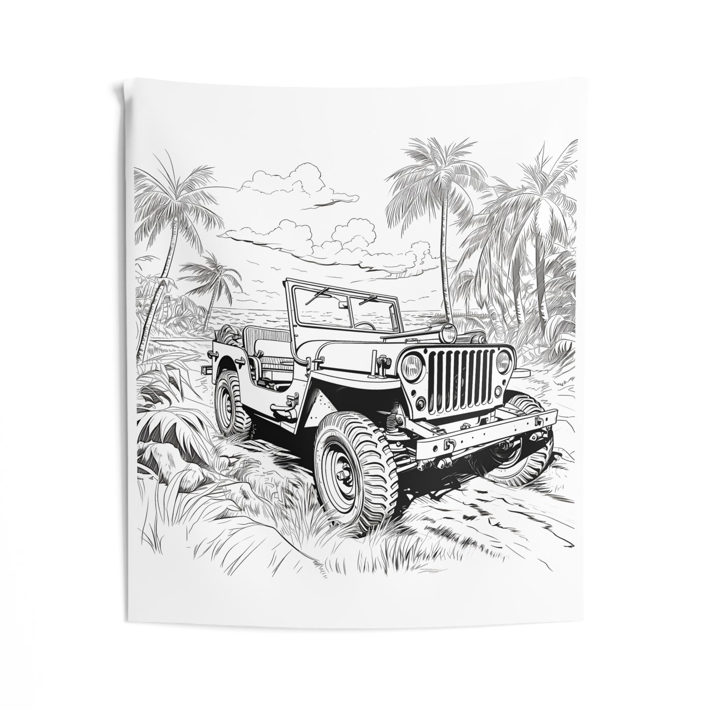 Indoor Wall Tapestries Coloring Kit with 10 Fabric Markers - Jeep