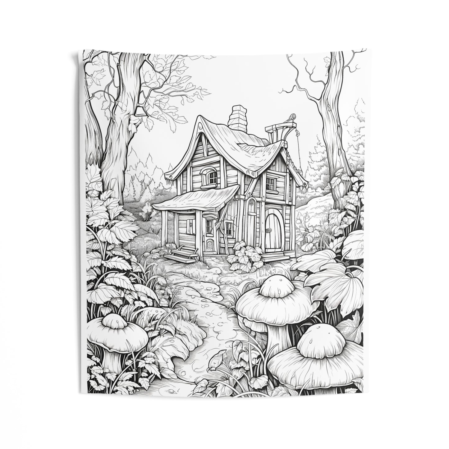 Indoor Wall Tapestries Coloring Kit with 10 Fabric Markers - Fairy Tale Cottage