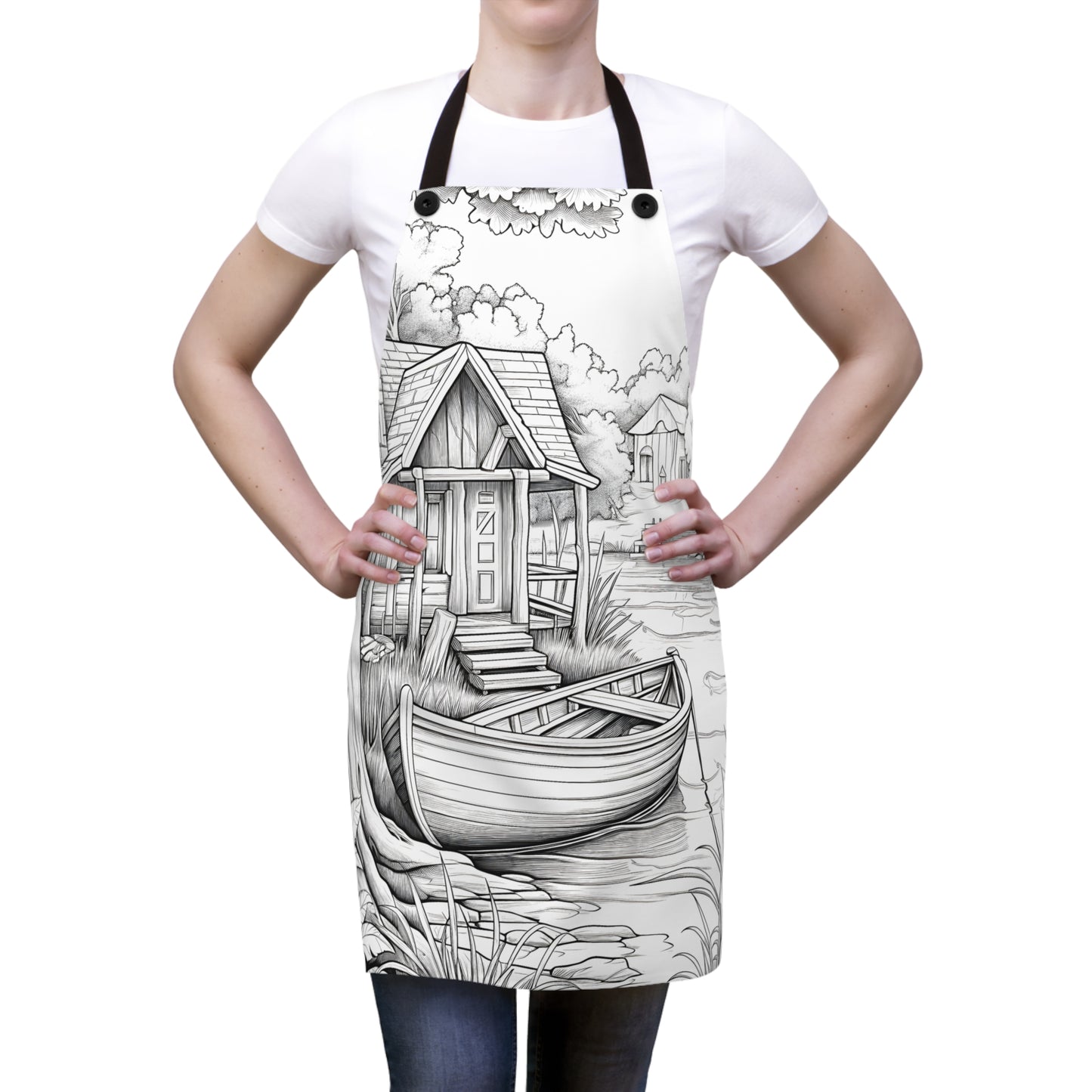 Apron Coloring Kit with 10 Fabric Markers - Lakeside Cabin