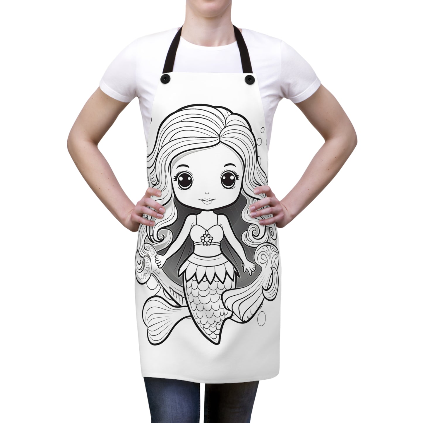 Apron Coloring Kit with 10 Fabric Markers - Cute Mermaid