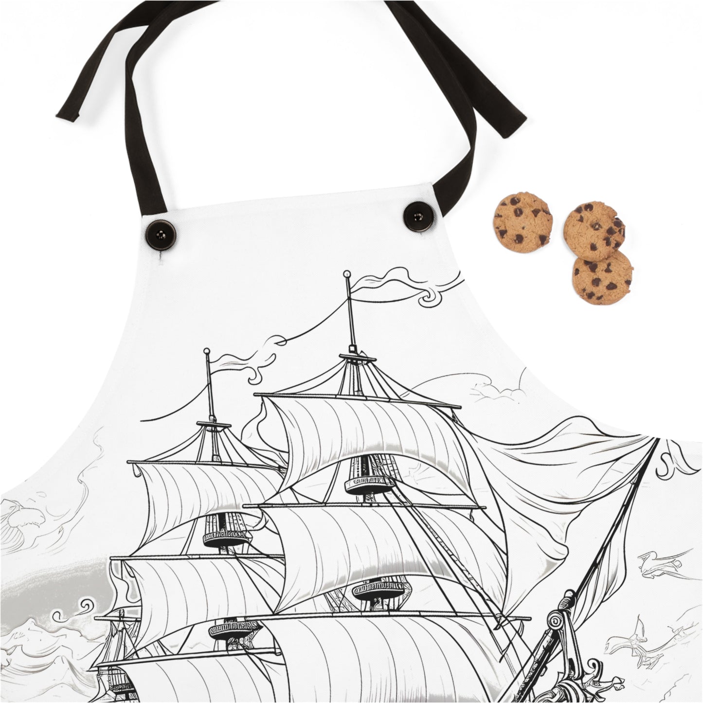 Apron Coloring Kit with 10 Fabric Markers - Pirate Ship