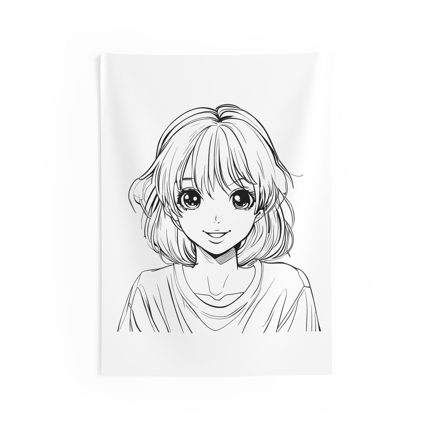 Indoor Wall Tapestries Coloring Kit with 10 Fabric Markers - Anime Girl
