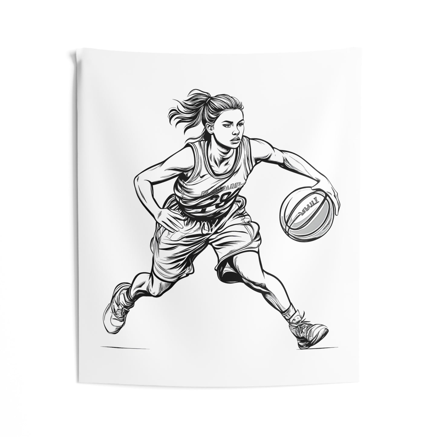 Indoor Wall Tapestries Coloring Kit with 10 Fabric Markers - Basketball