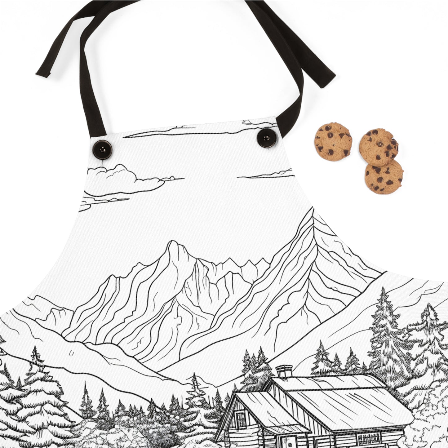 Apron Coloring Kit with 10 Fabric Markers - Mountain Cabin