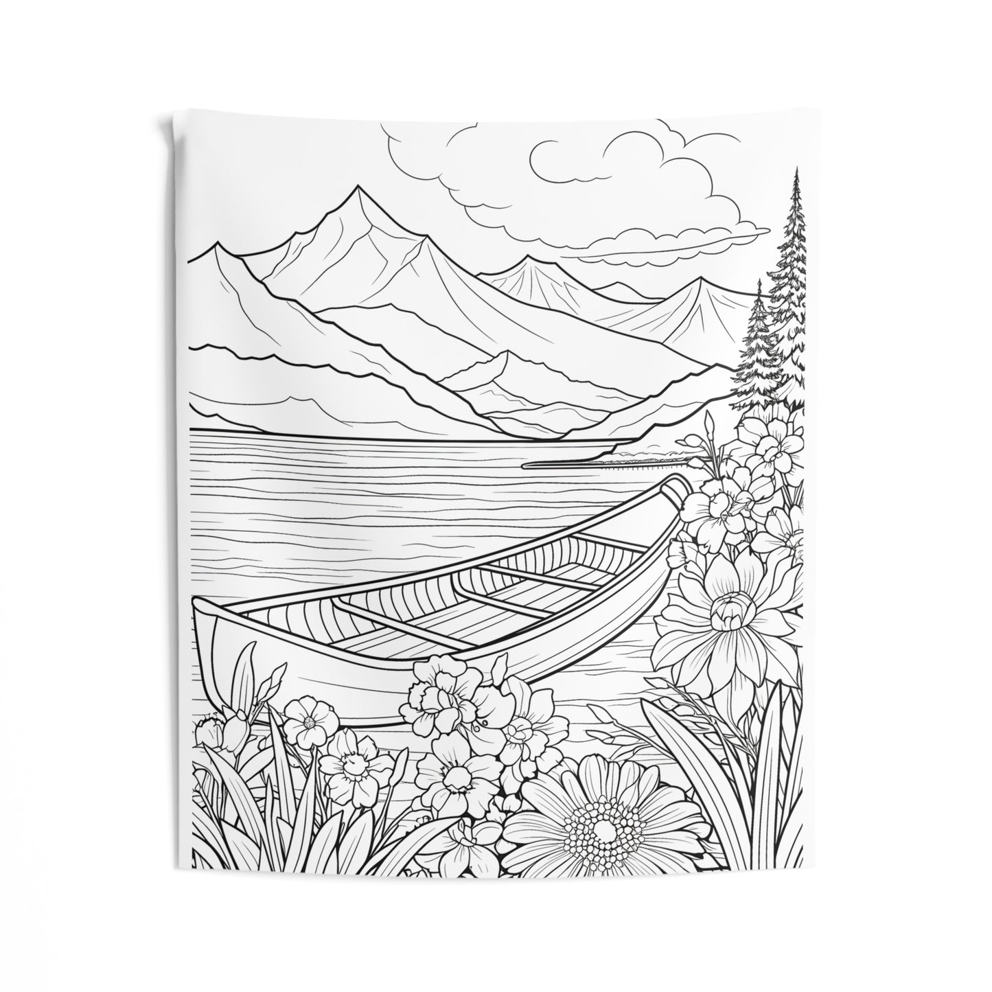 Indoor Wall Tapestries Coloring Kit with 10 Fabric Markers - Mountain Lake