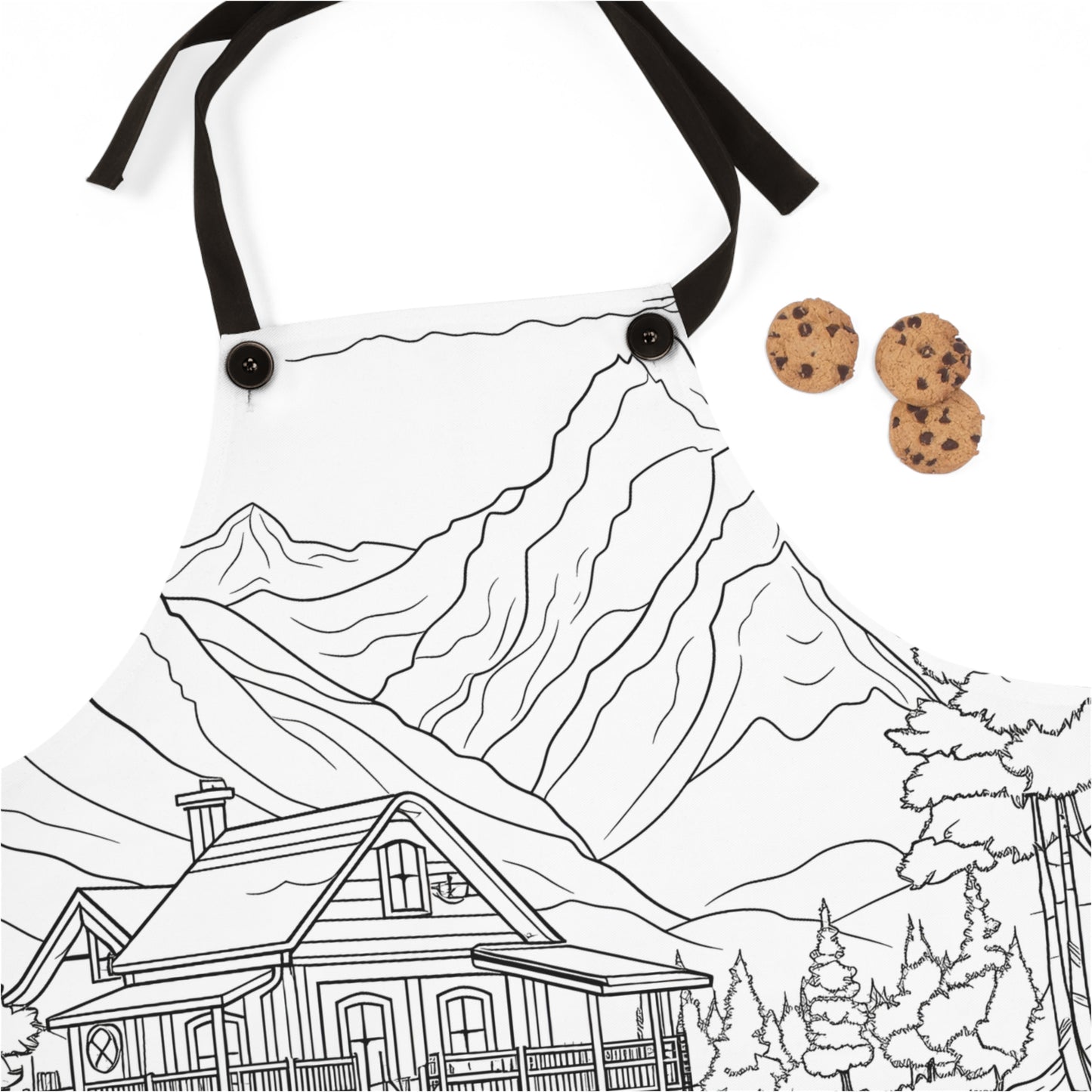 Apron Coloring Kit with 10 Fabric Markers - Mountain Cabin