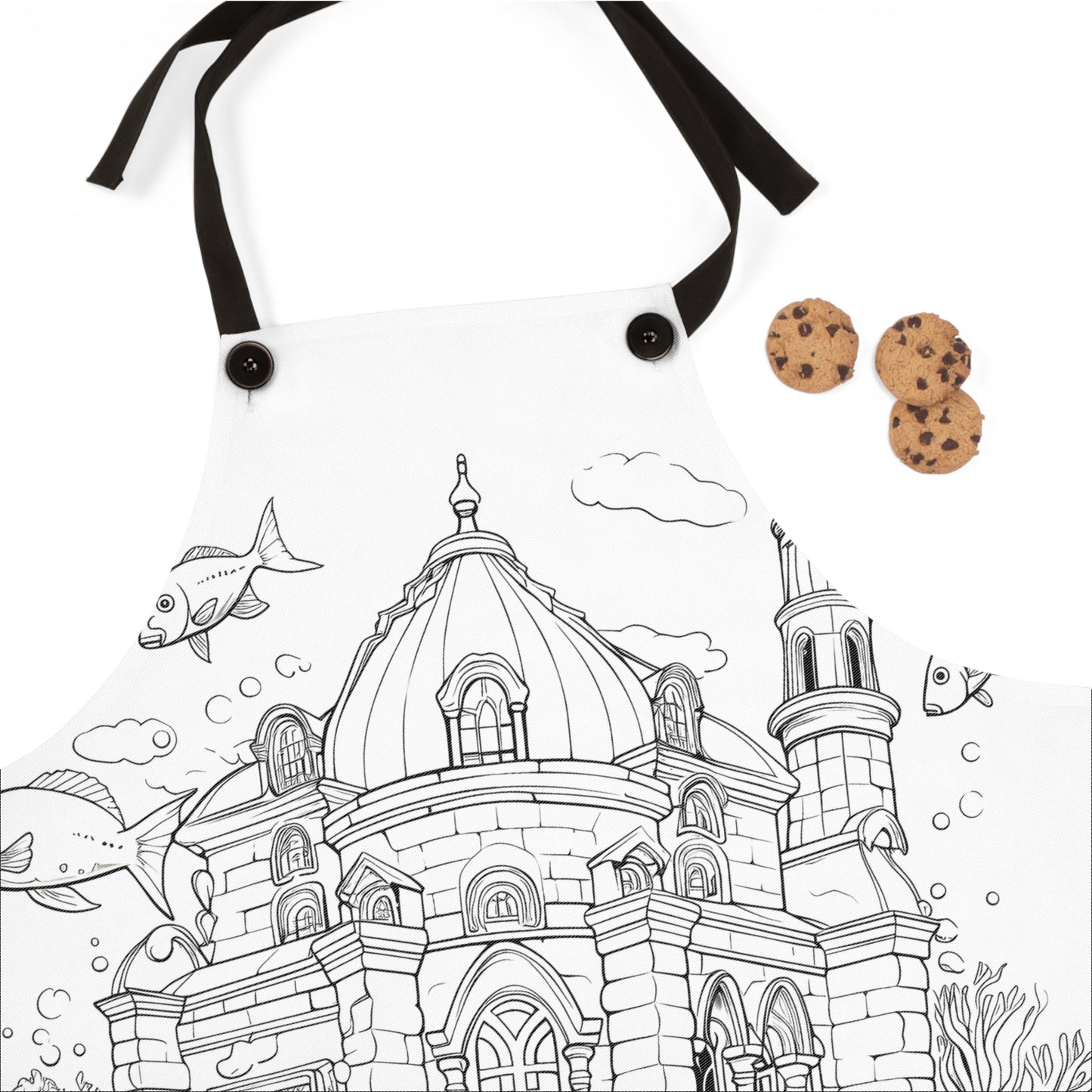 Apron Coloring Kit with 10 Fabric Markers - Aquatic Castle