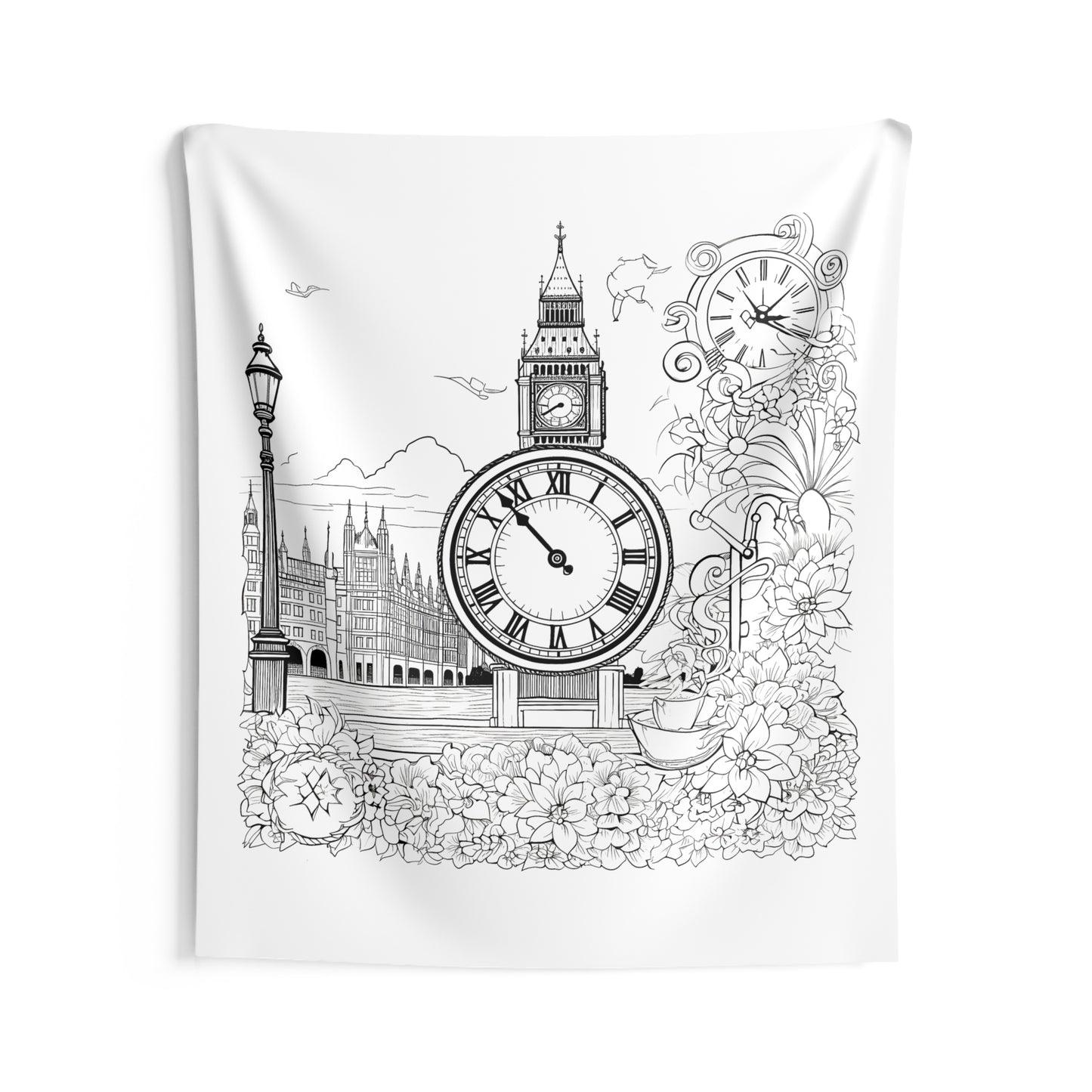 Indoor Wall Tapestries Coloring Kit with 10 Fabric Markers - Big Ben