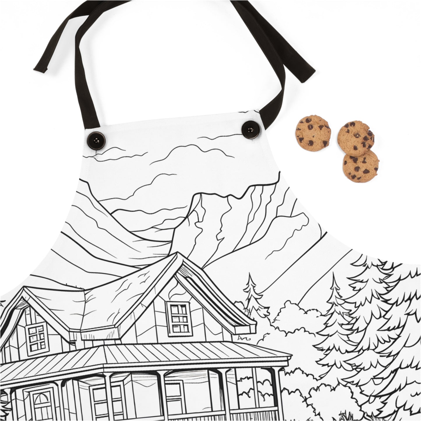 Apron Coloring Kit with 10 Fabric Markers - Mountain Cabin