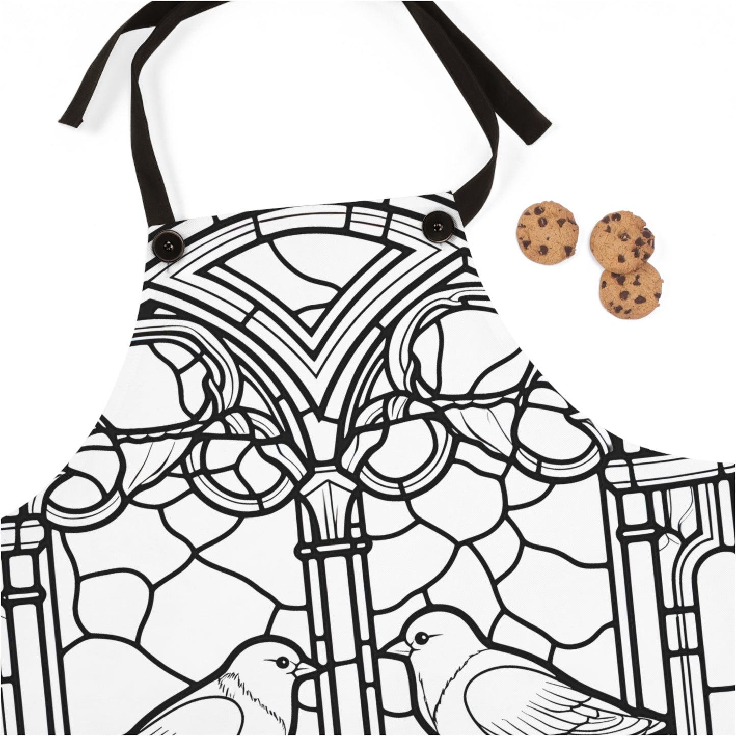 Apron Coloring Kit with 10 Fabric Markers - Doves on Stained Glass