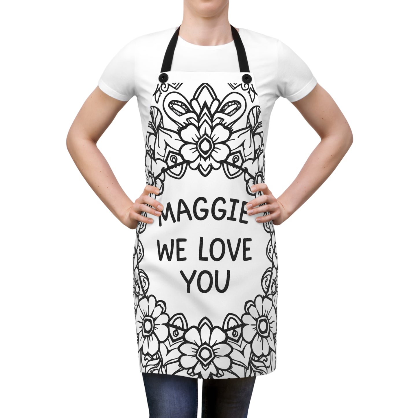 Apron Coloring Kit with 10 Fabric Markers - Floral Mandala