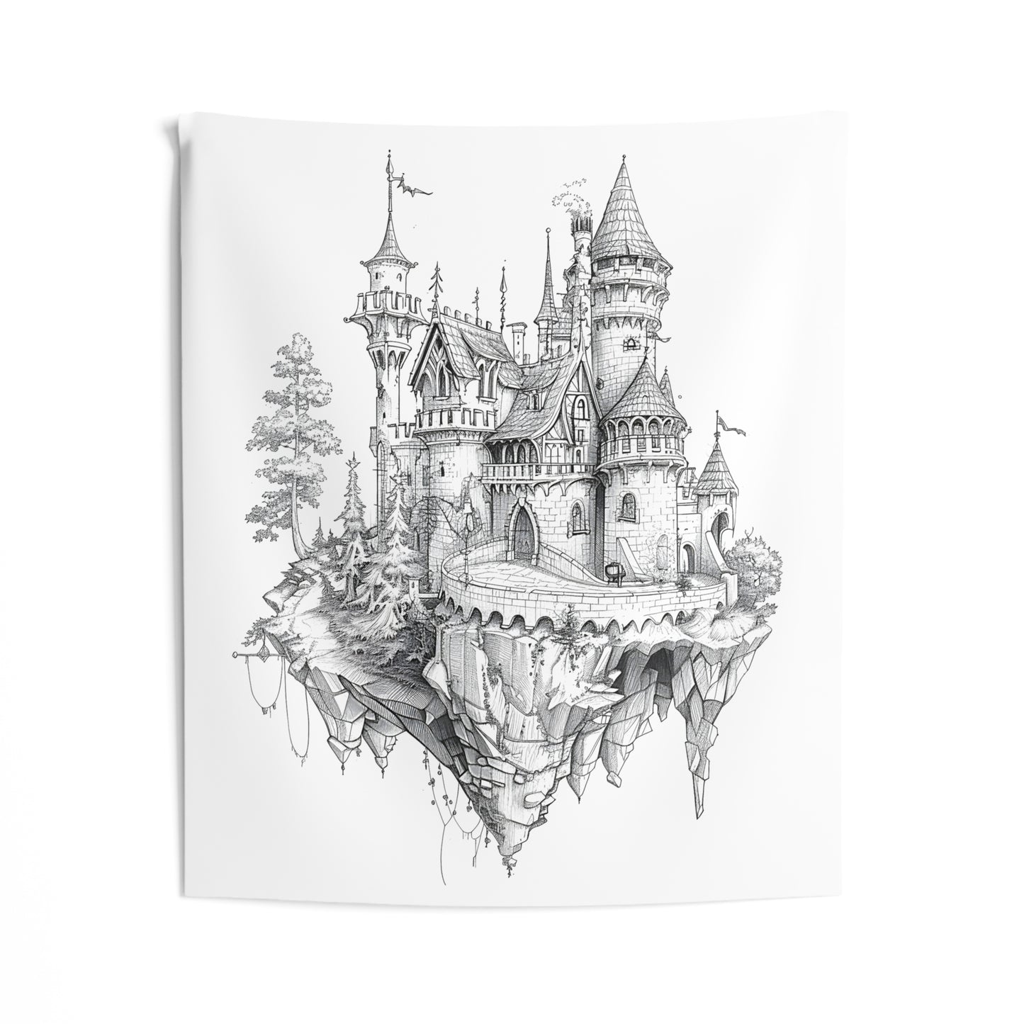 Indoor Wall Tapestries Coloring Kit with 10 Fabric Markers - Floating Castle