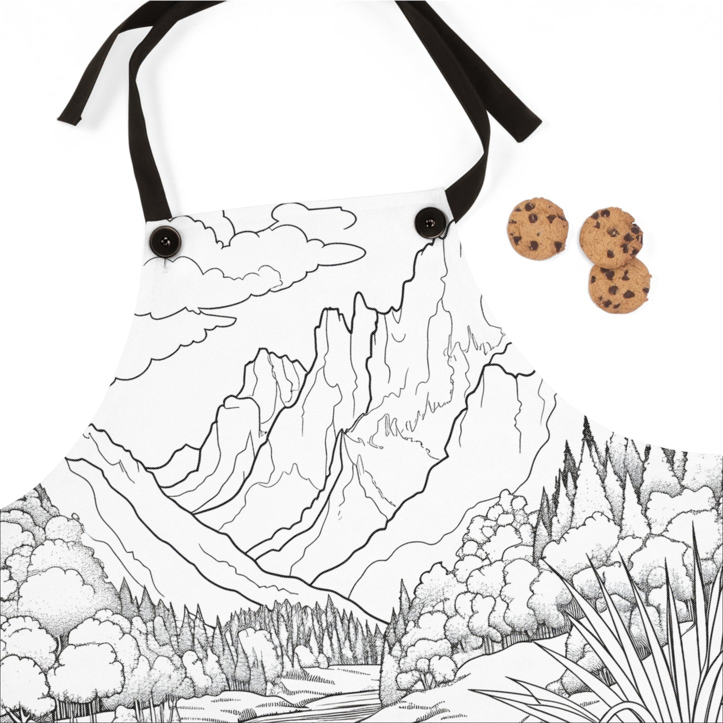 Apron Coloring Kit with 10 Fabric Markers - Mountains and River