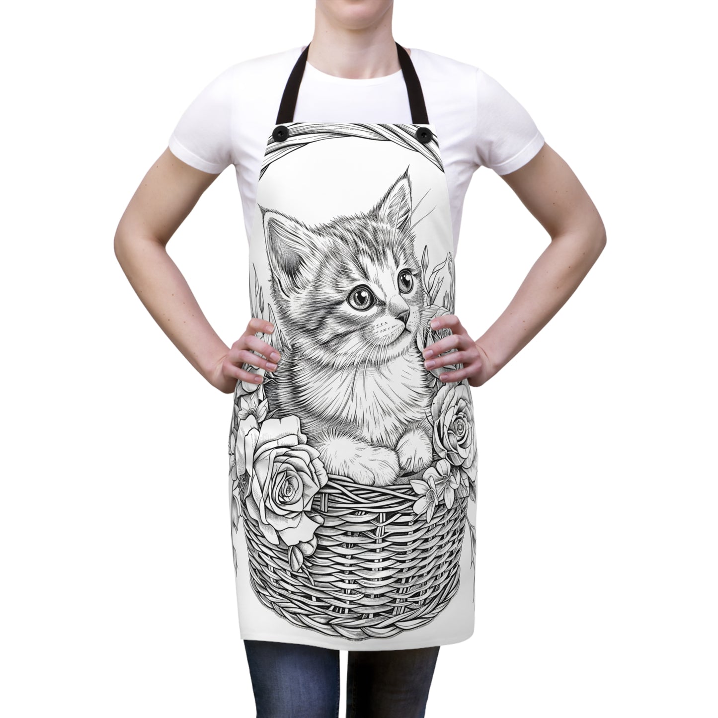 Apron Coloring Kit with 10 Fabric Markers - Kitten