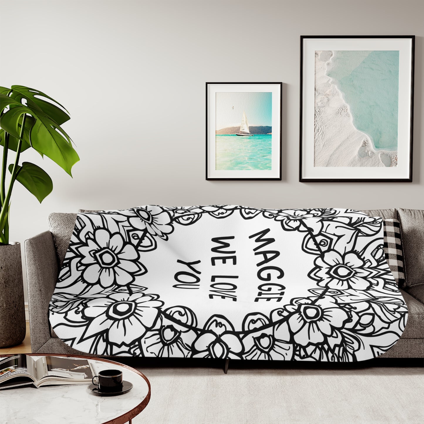 Blanket Coloring Kit with 10 Fabric Markers - Floral Mandala