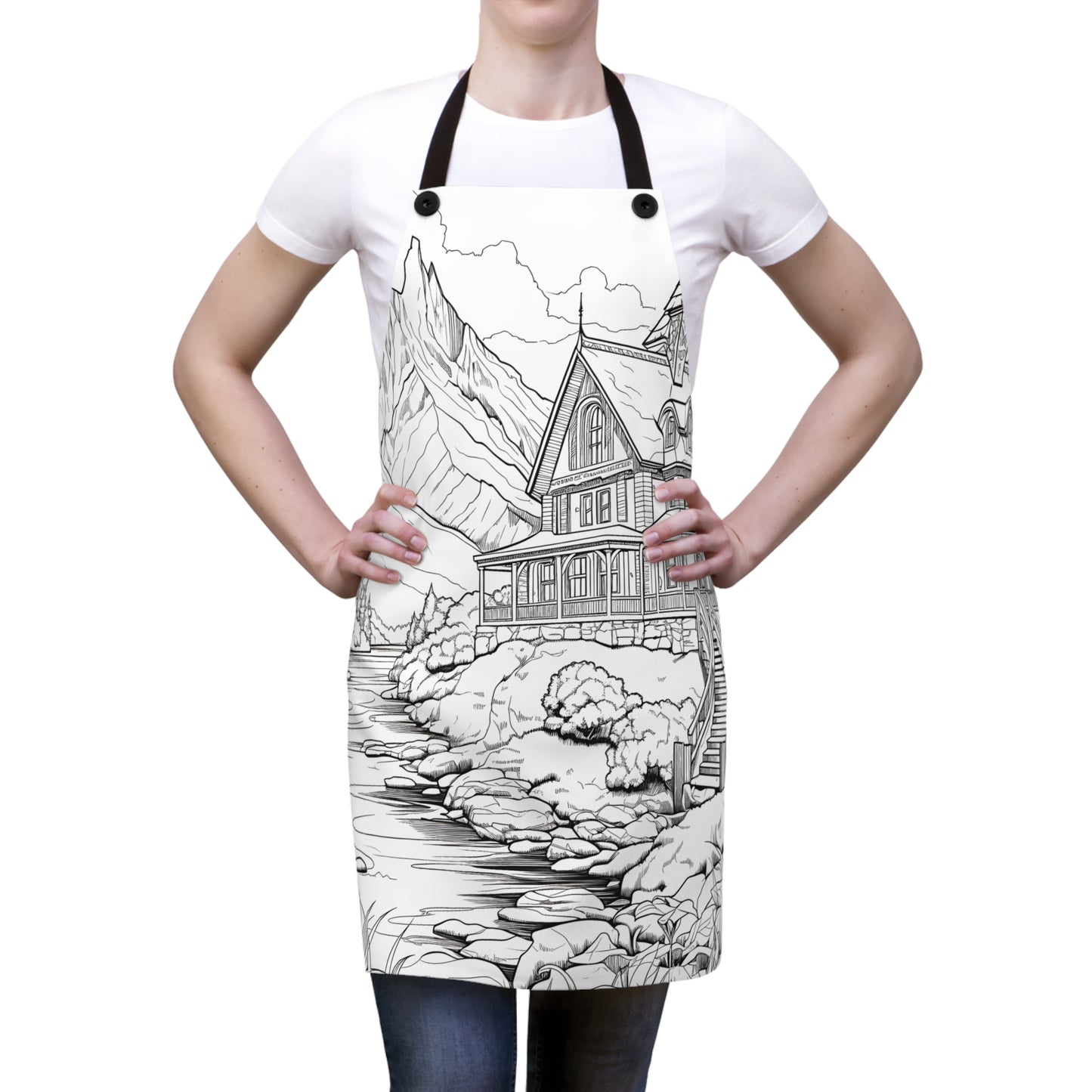 Apron Coloring Kit with 10 Fabric Markers - Mountain Cabin