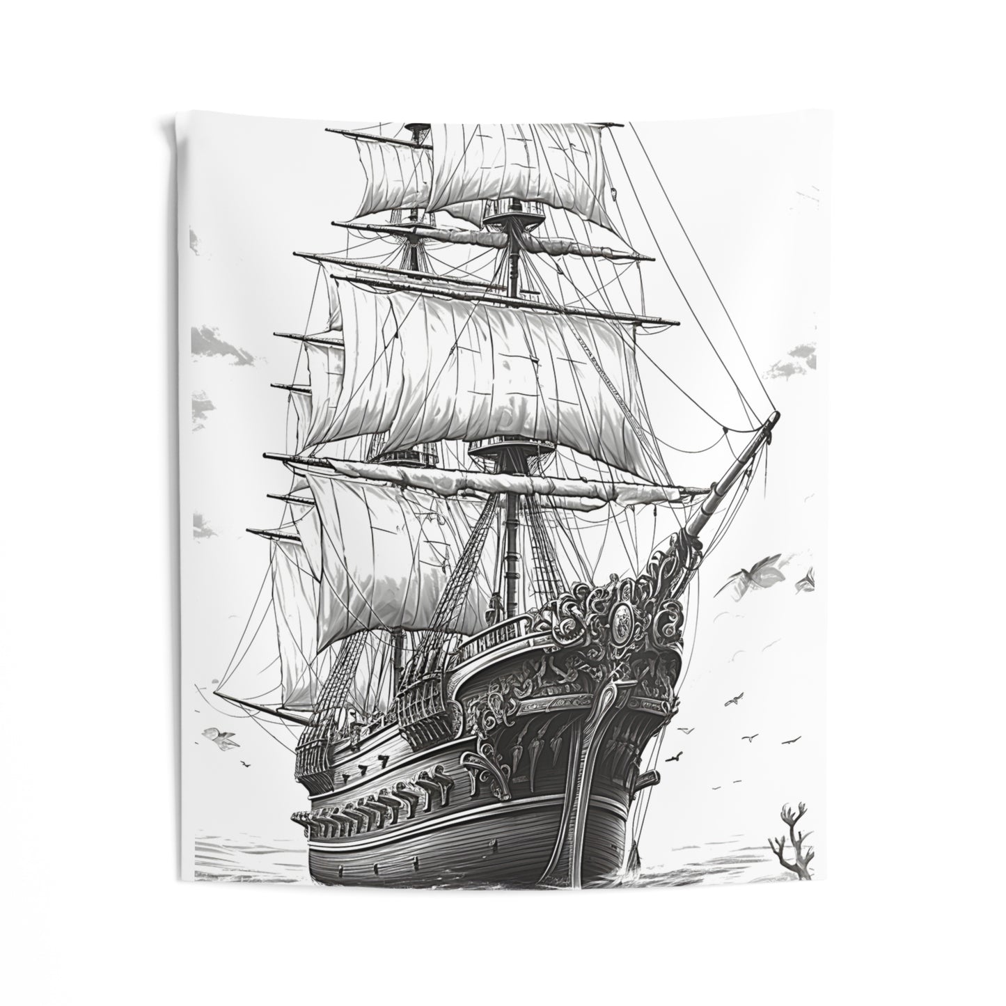 Indoor Wall Tapestries Coloring Kit with 10 Fabric Markers - Pirate Ship