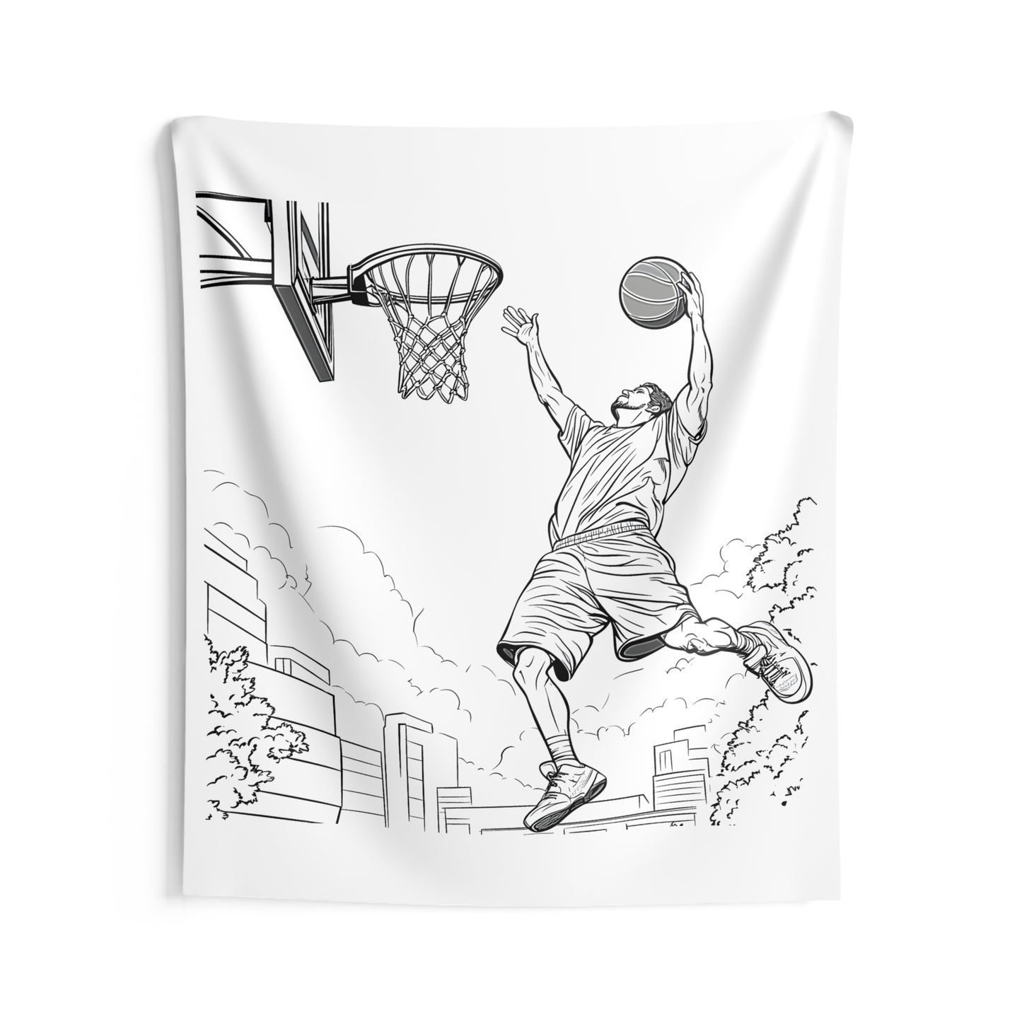 Indoor Wall Tapestries Coloring Kit with 10 Fabric Markers - Basketball