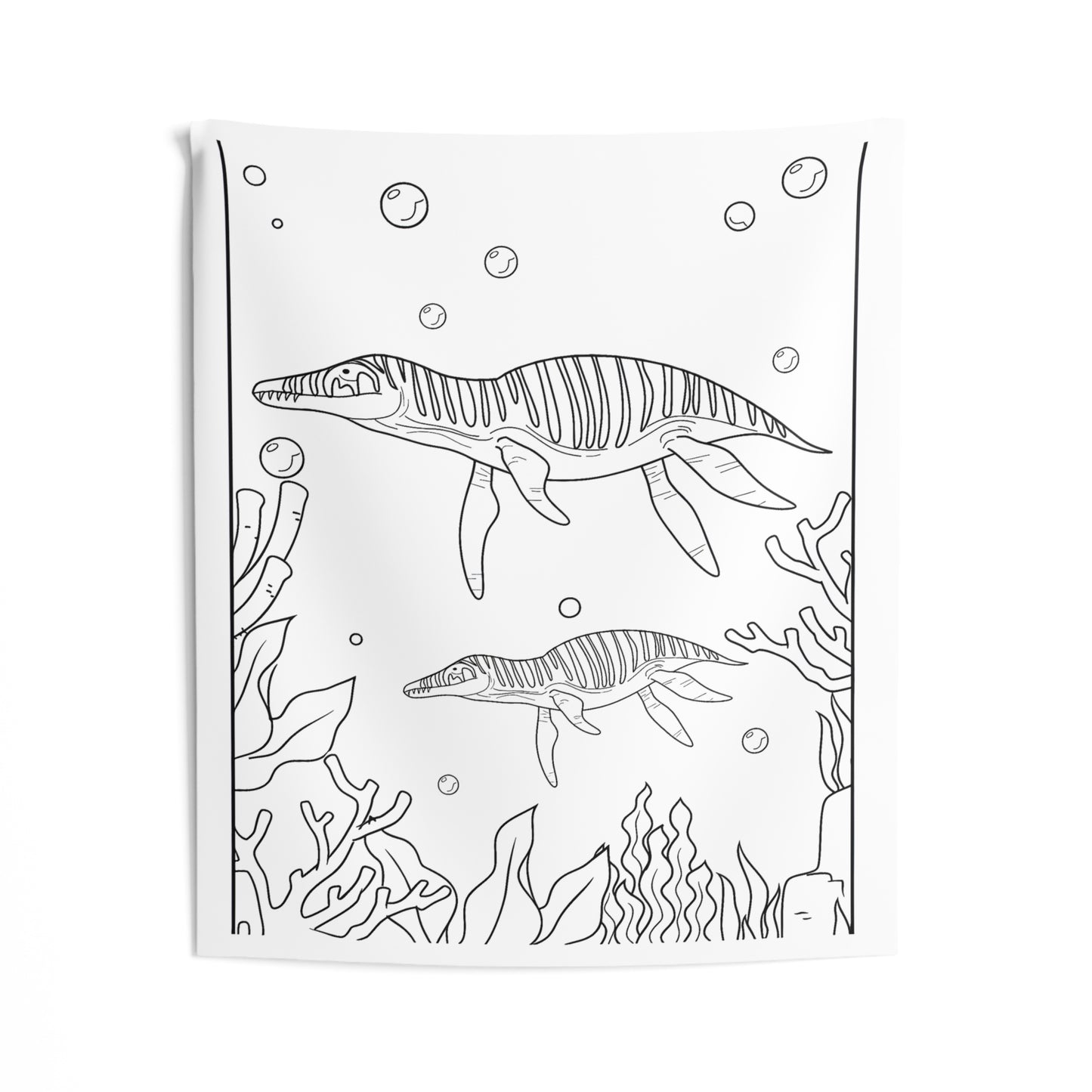 Indoor Wall Tapestries Coloring Kit with 10 Fabric Markers - Marine Dinosaur